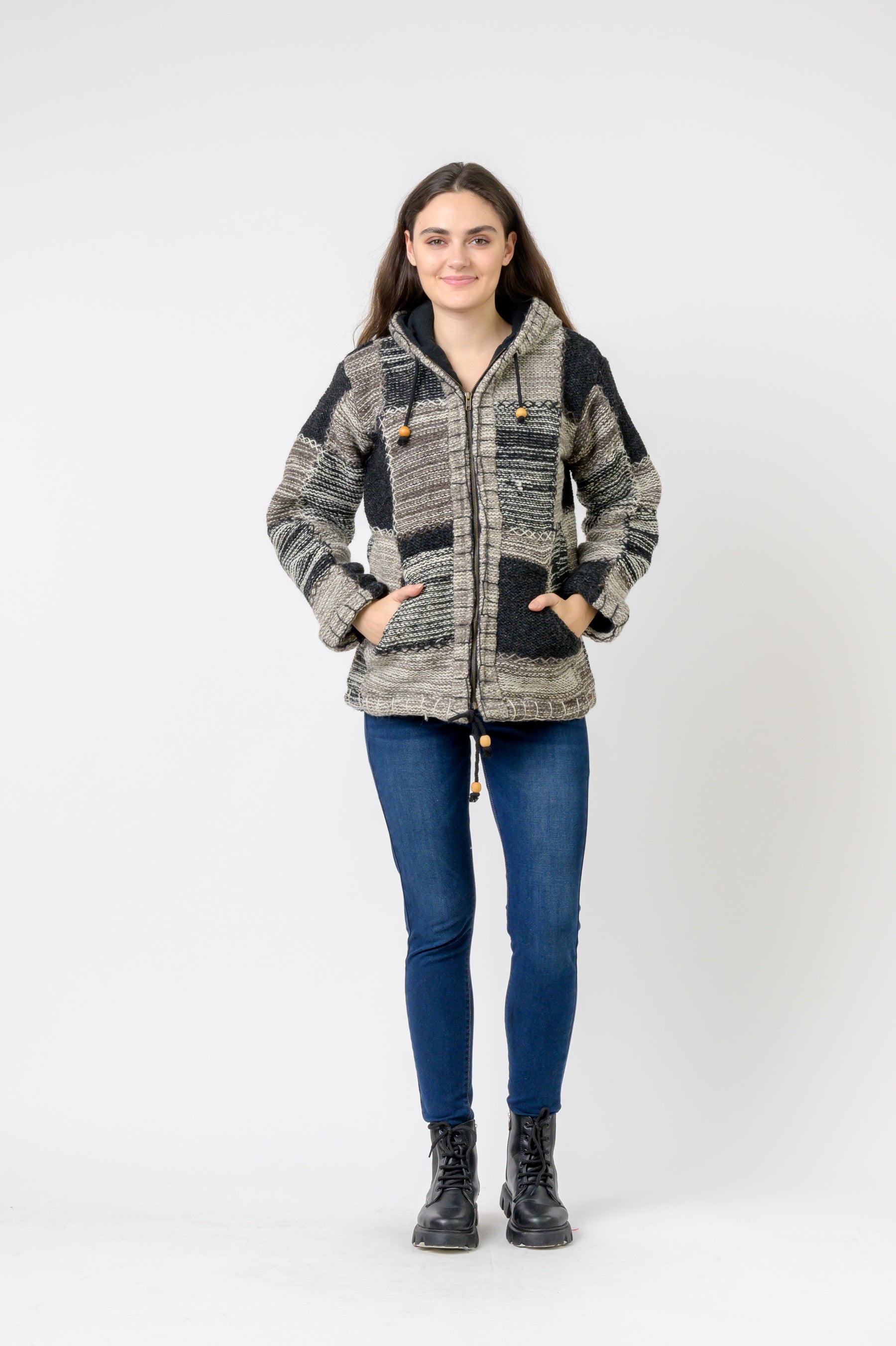 Patchwork Design Zipper Hoodie (Assorted)