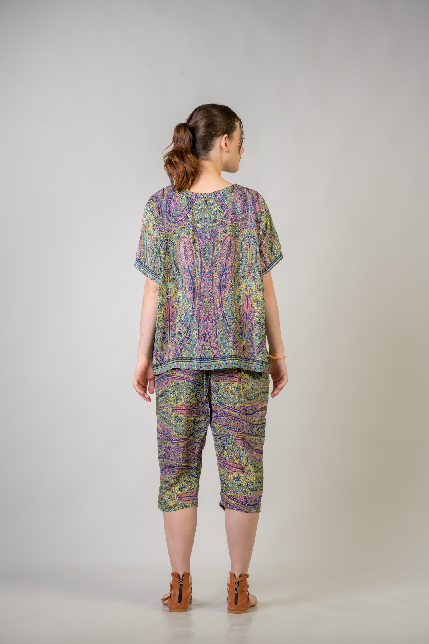 Rhea Royal Print Top and Shorts Set Purple / One Size