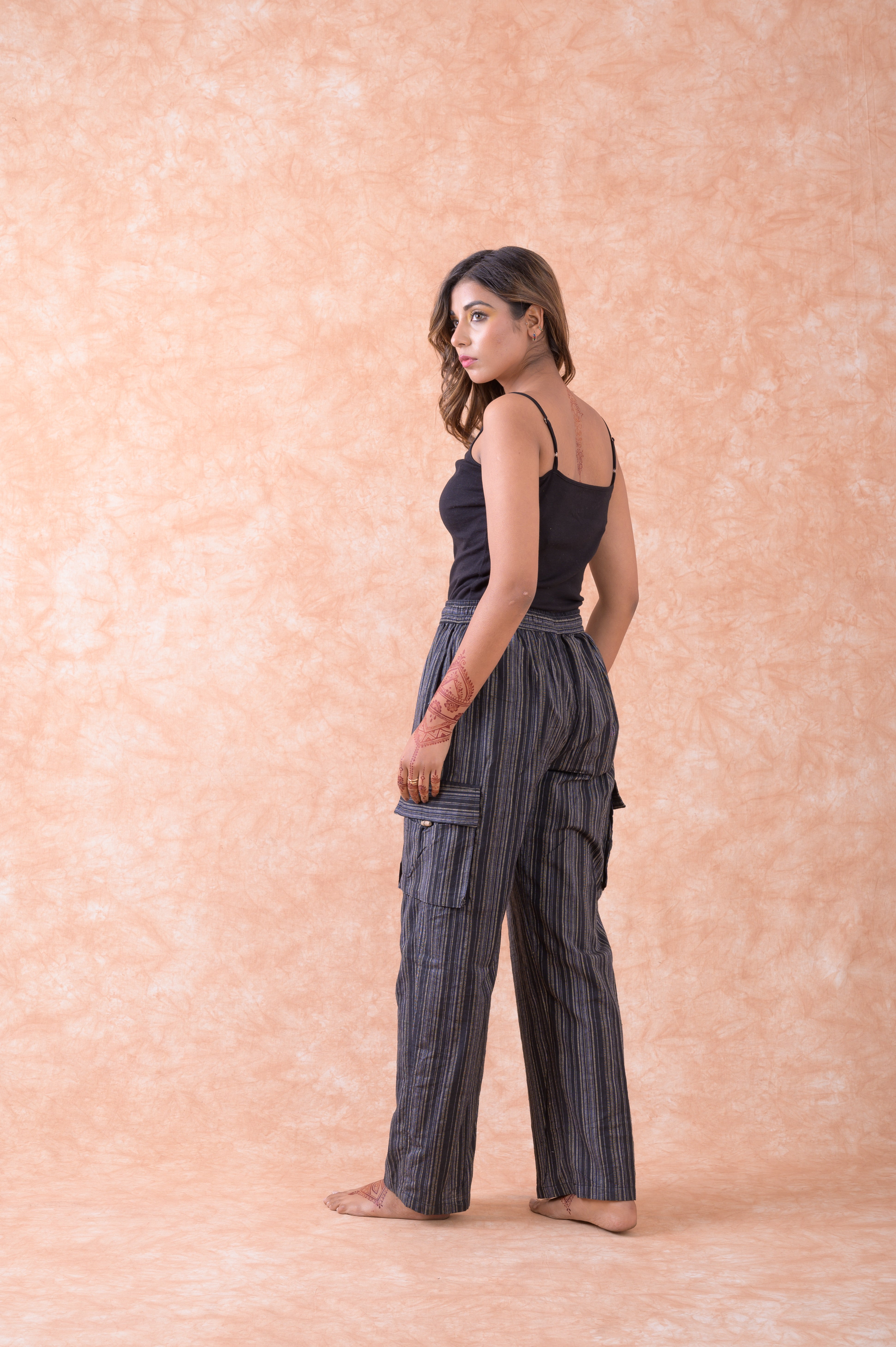 Rhea Striped Cargo Pants Grey / Small