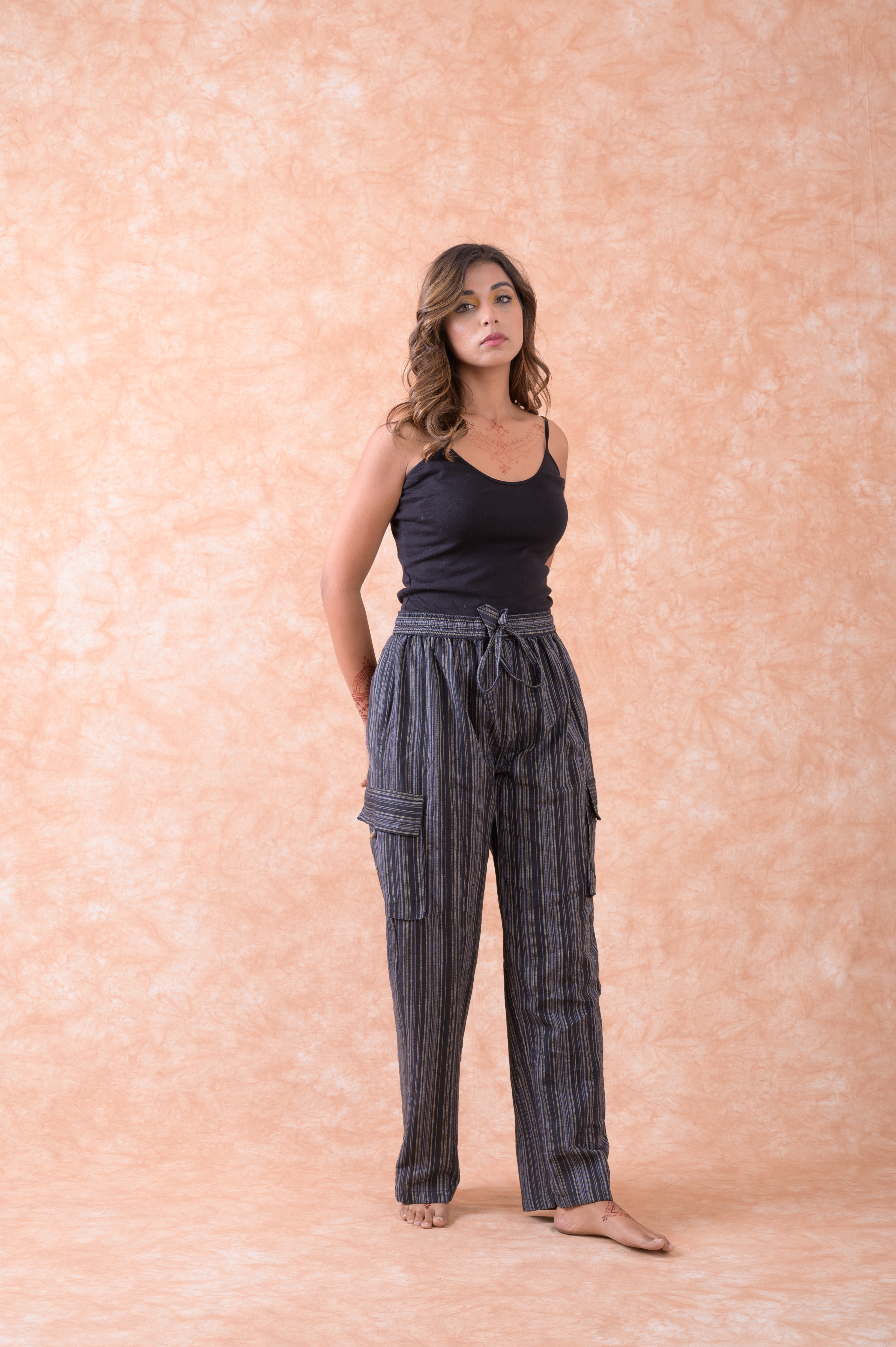 Rhea Striped Cargo Pants Grey / Large