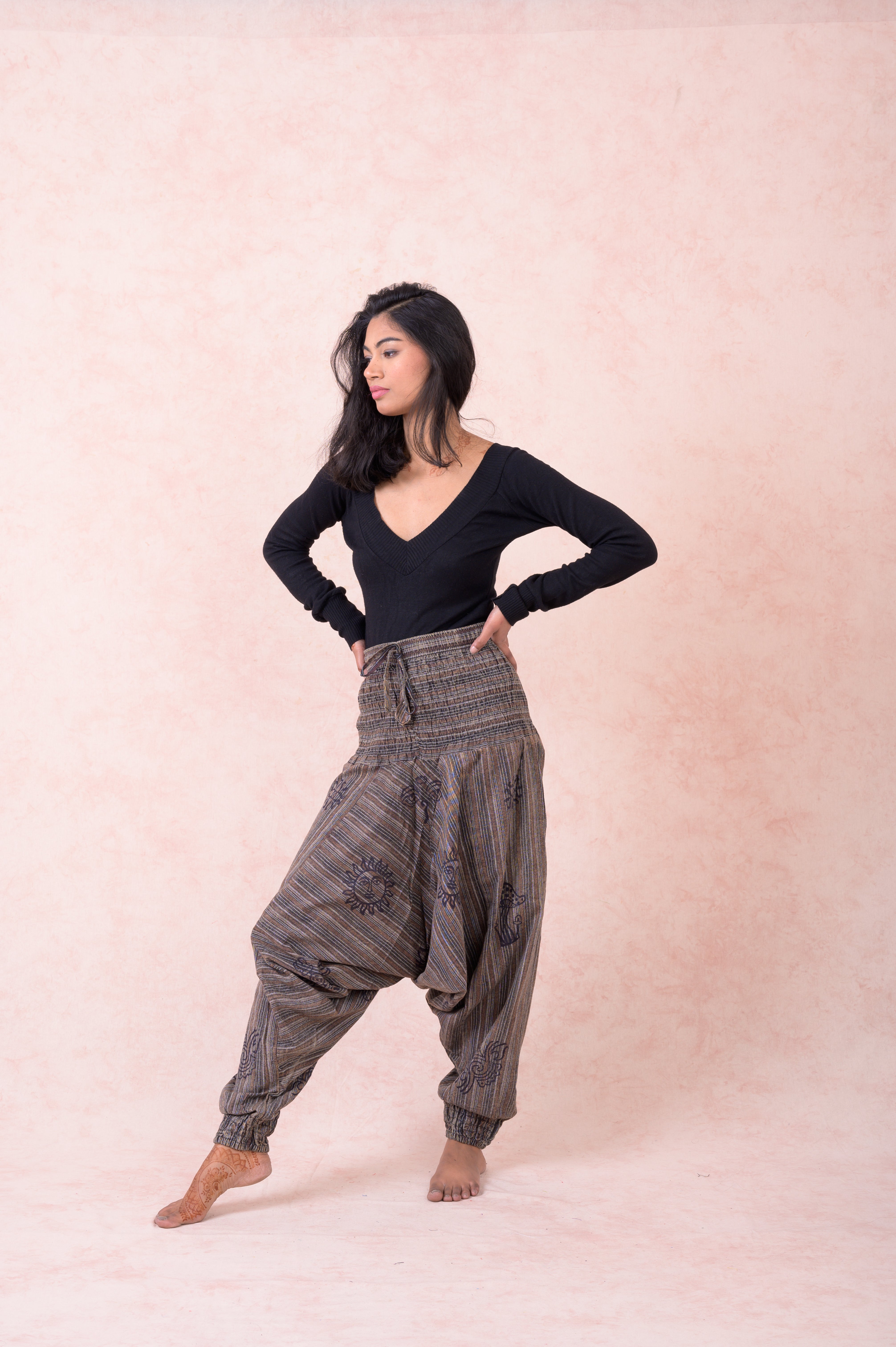 Rhea Striped Tie-Waist Pants Black / One Size