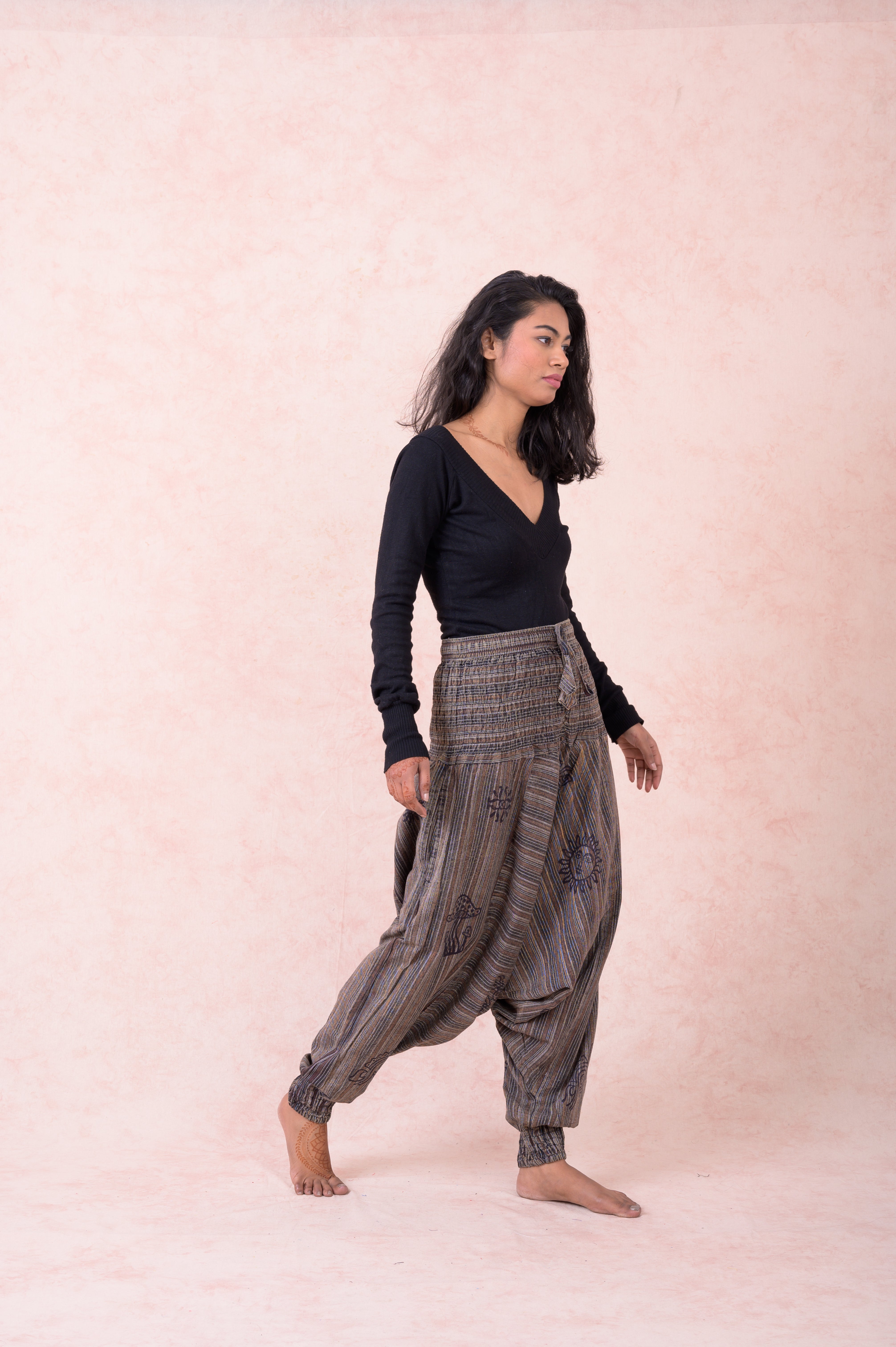 Rhea Striped Tie-Waist Pants Black / One Size