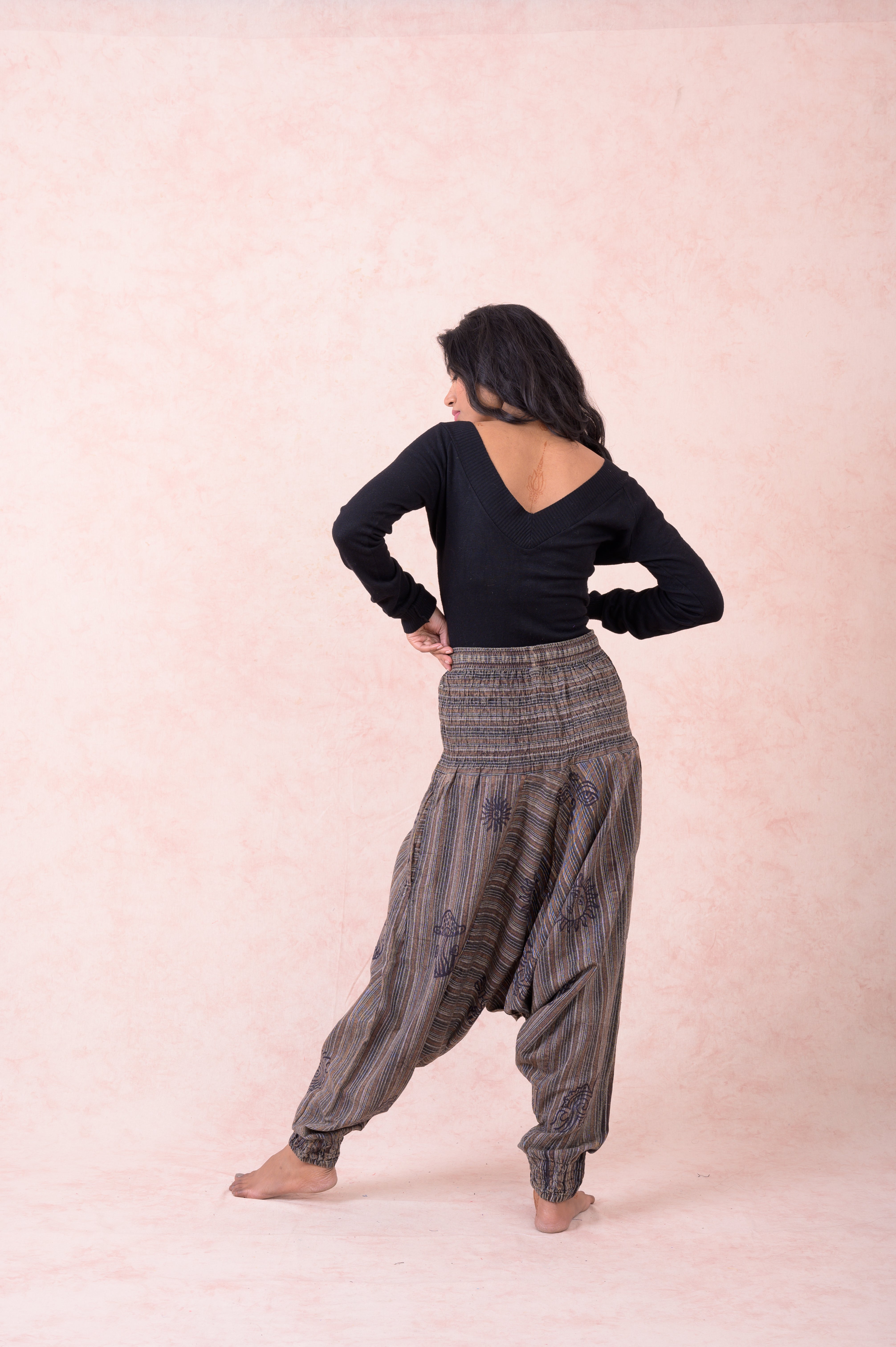 Rhea Striped Tie-Waist Pants Black / One Size
