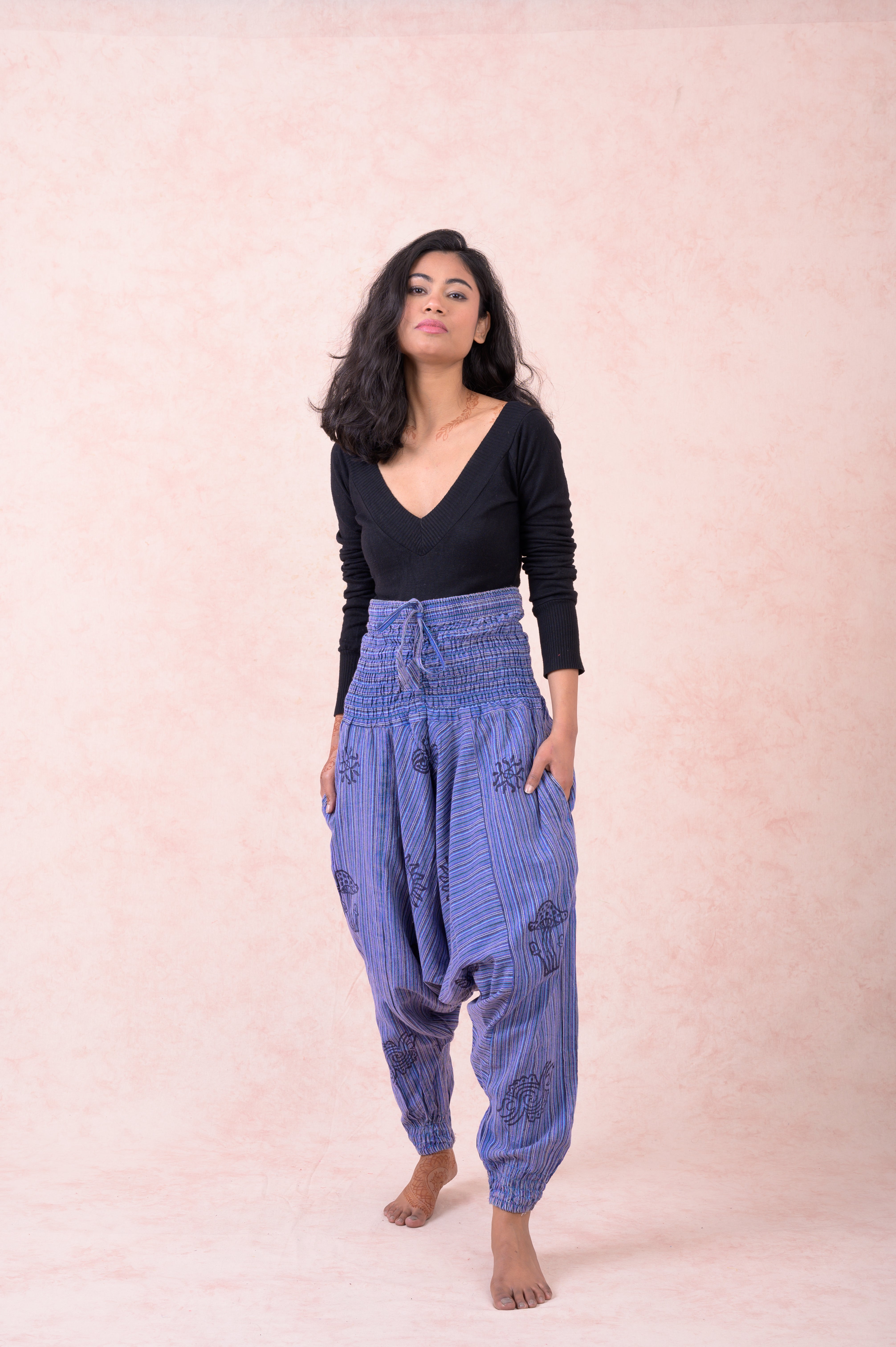 Rhea Striped Tie-Waist Pants Black / One Size