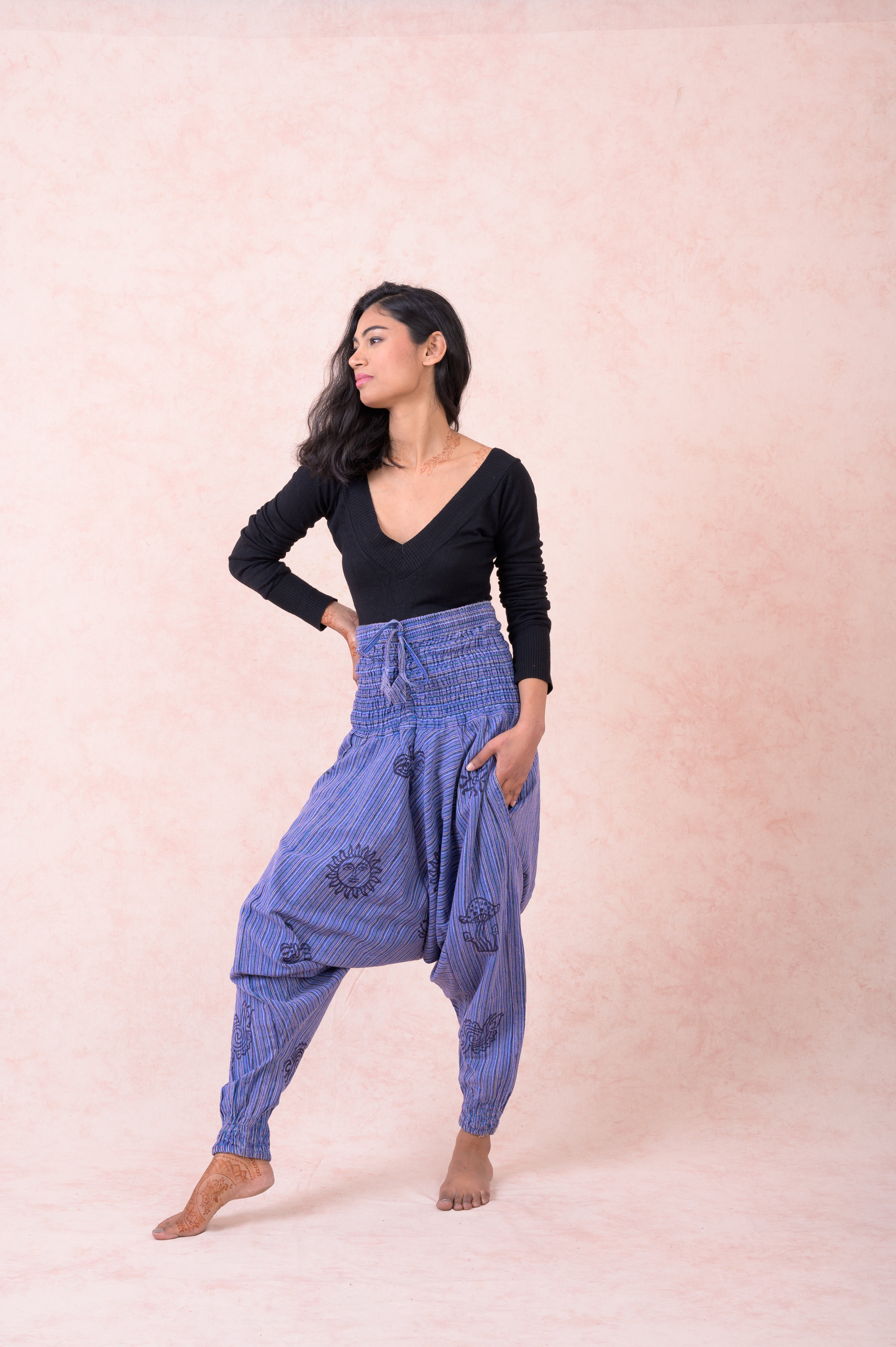 Rhea Striped Tie-Waist Pants Black / One Size