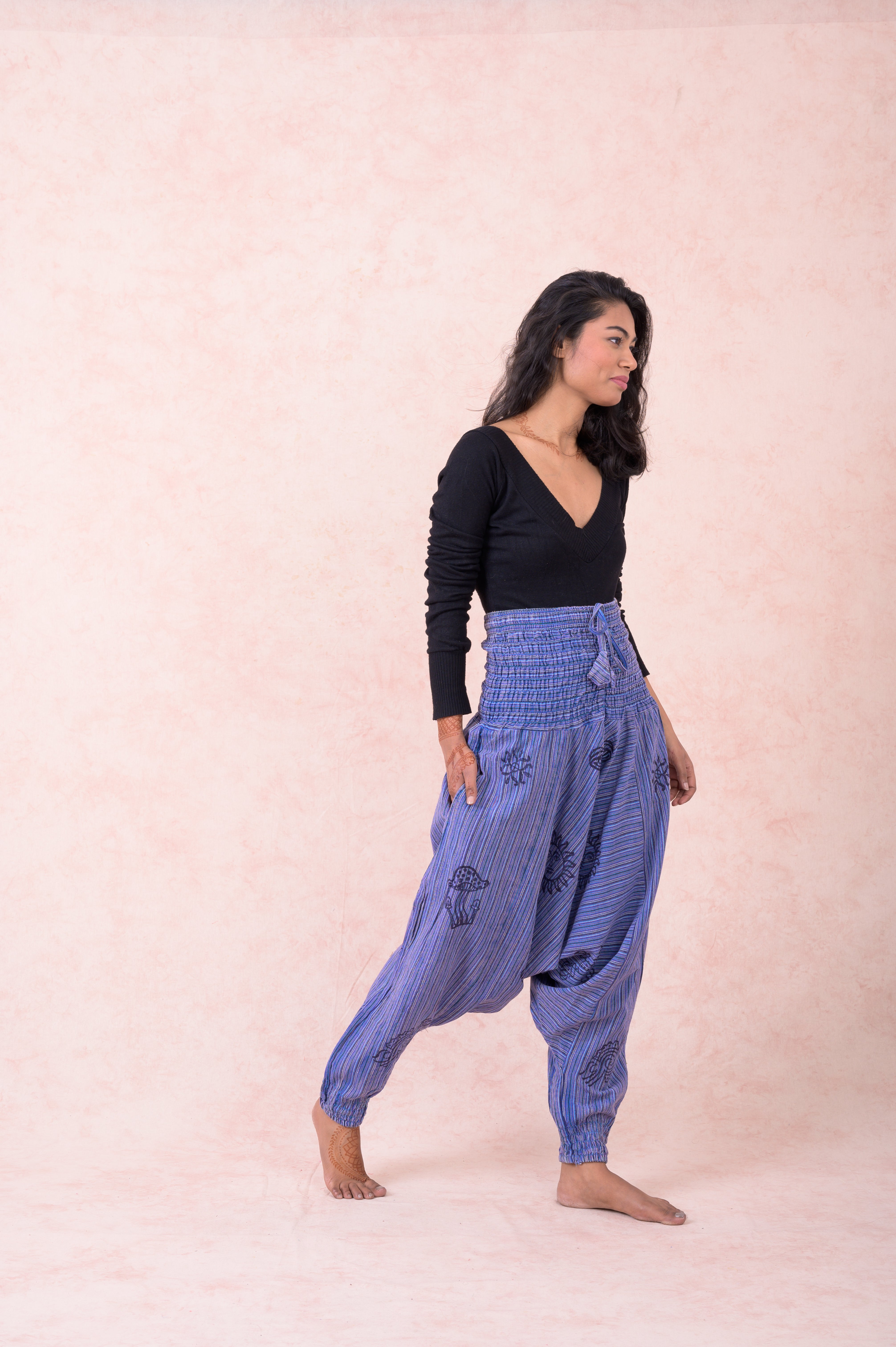 Rhea Striped Tie-Waist Pants Black / One Size