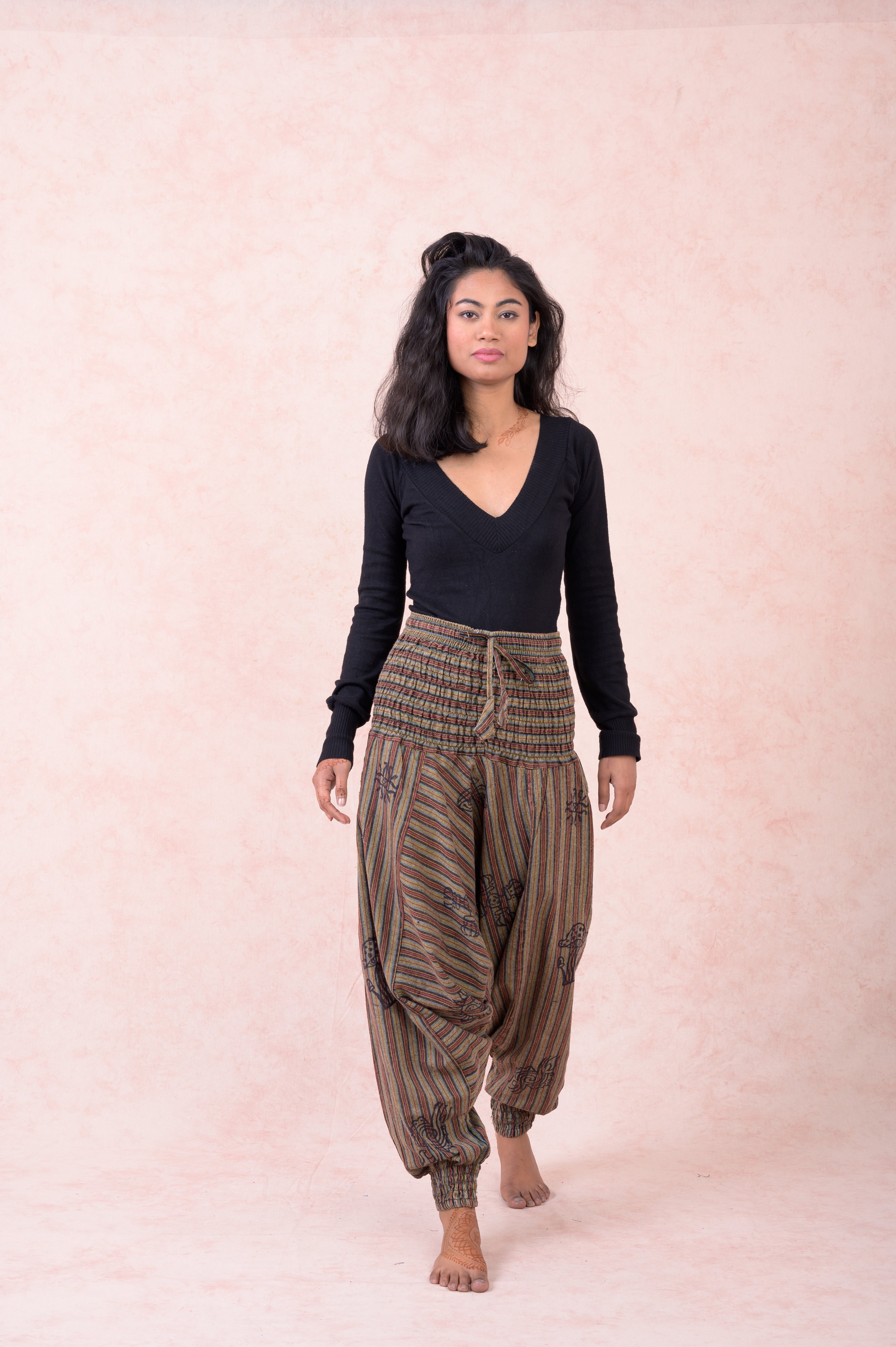 Rhea Striped Tie-Waist Pants Black / One Size
