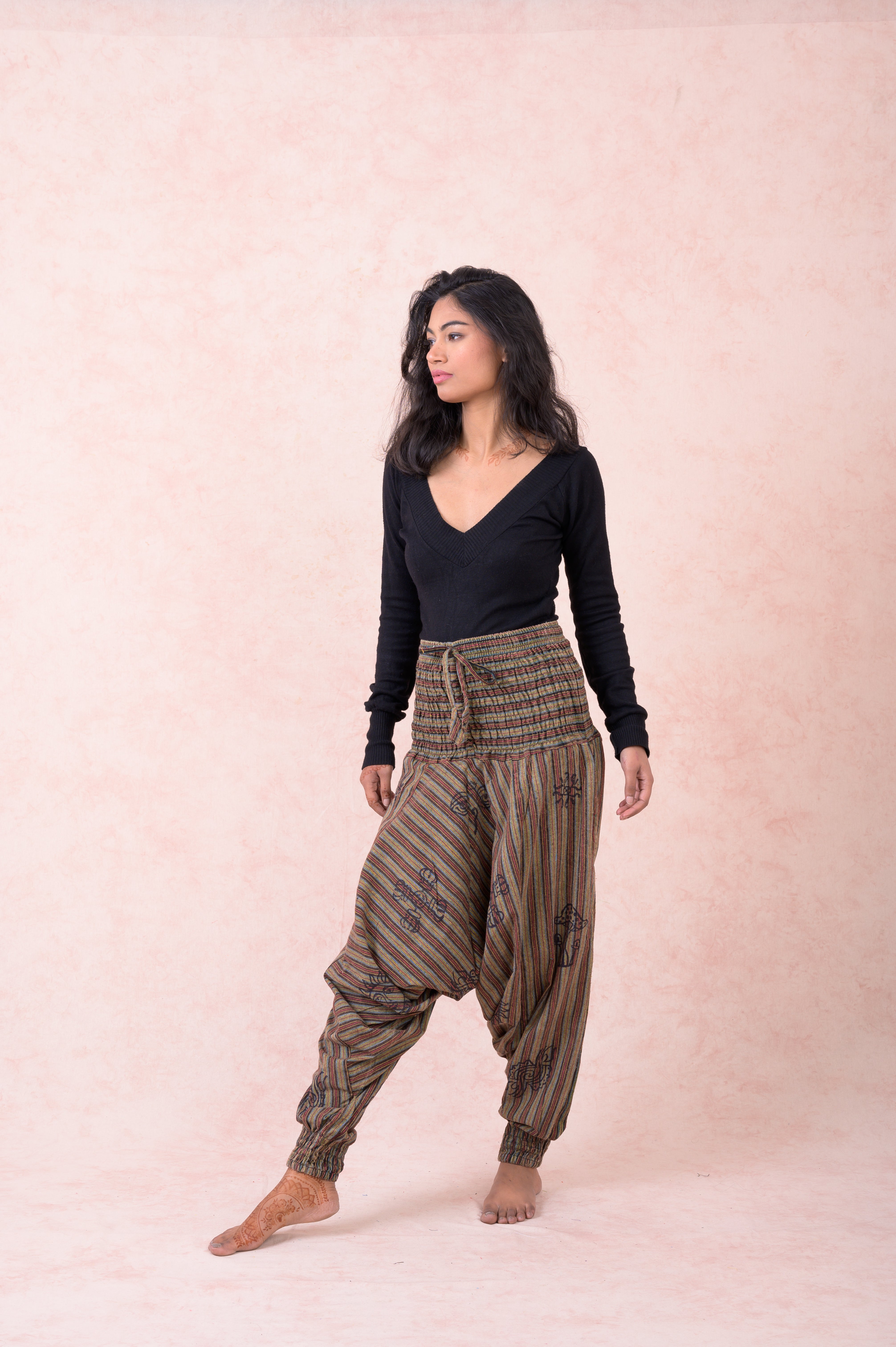 Rhea Striped Tie-Waist Pants Black / One Size