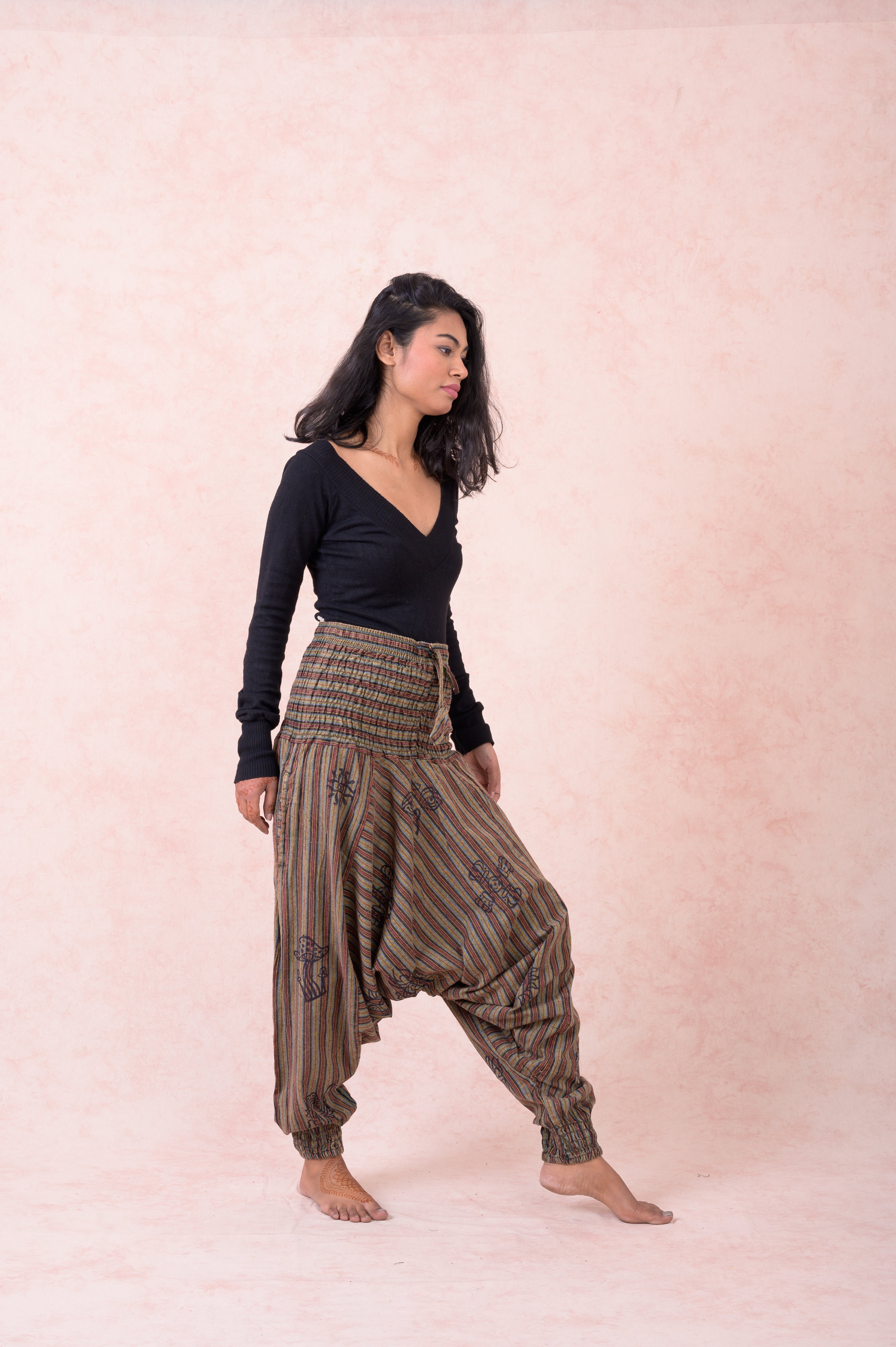 Rhea Striped Tie-Waist Pants Black / One Size