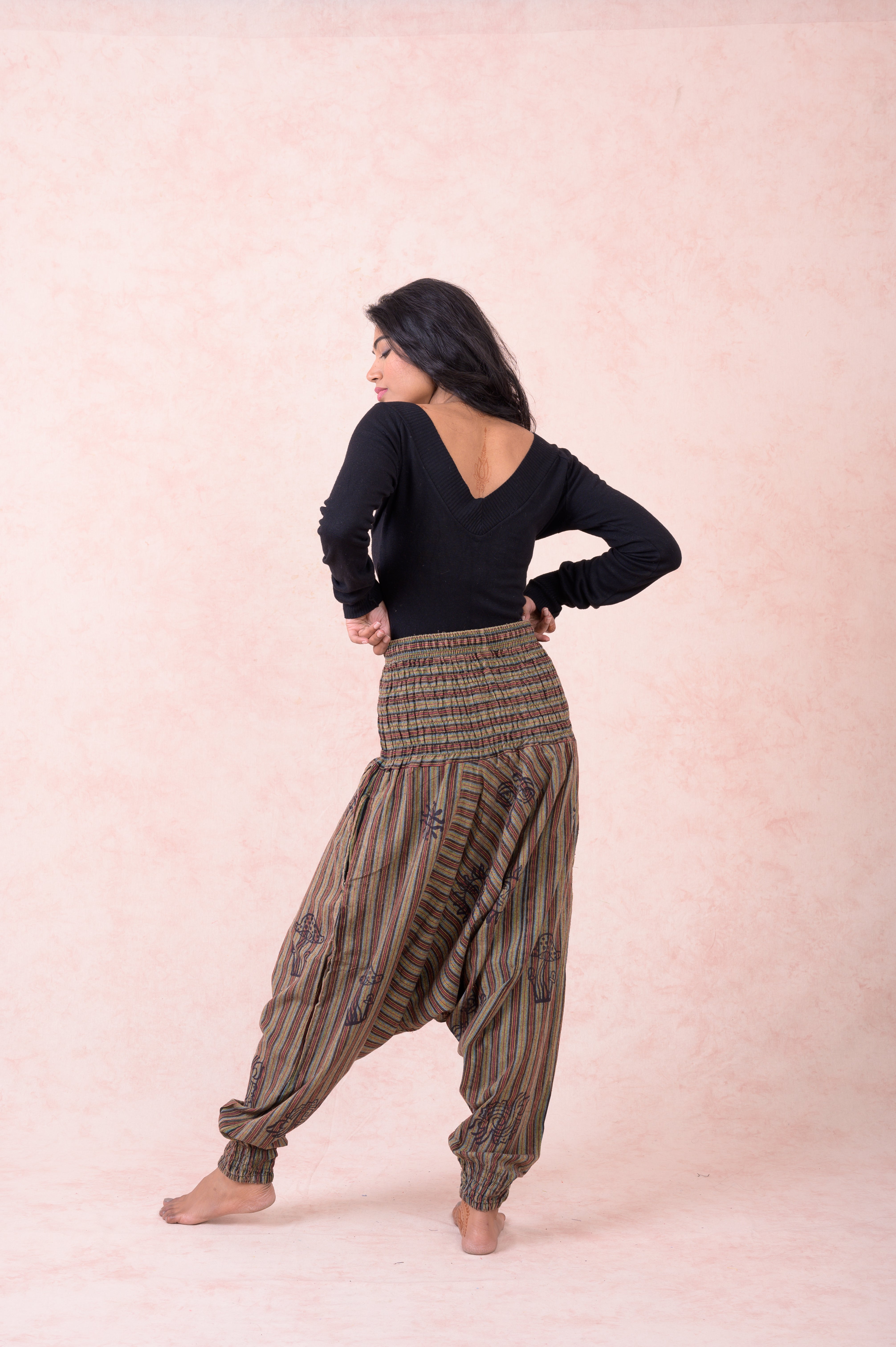 Rhea Striped Tie-Waist Pants Black / One Size