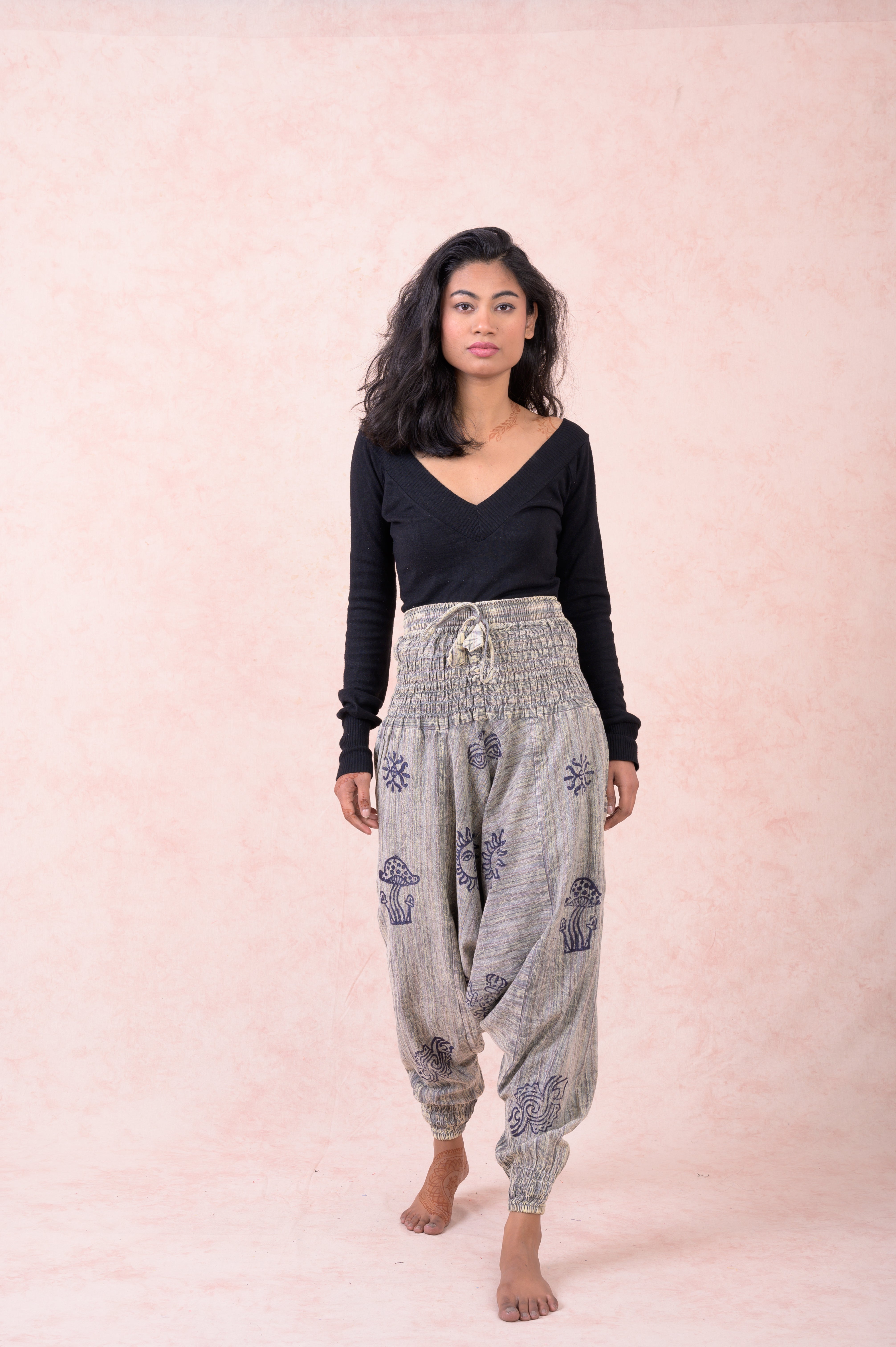 Rhea Striped Tie-Waist Pants Black / One Size