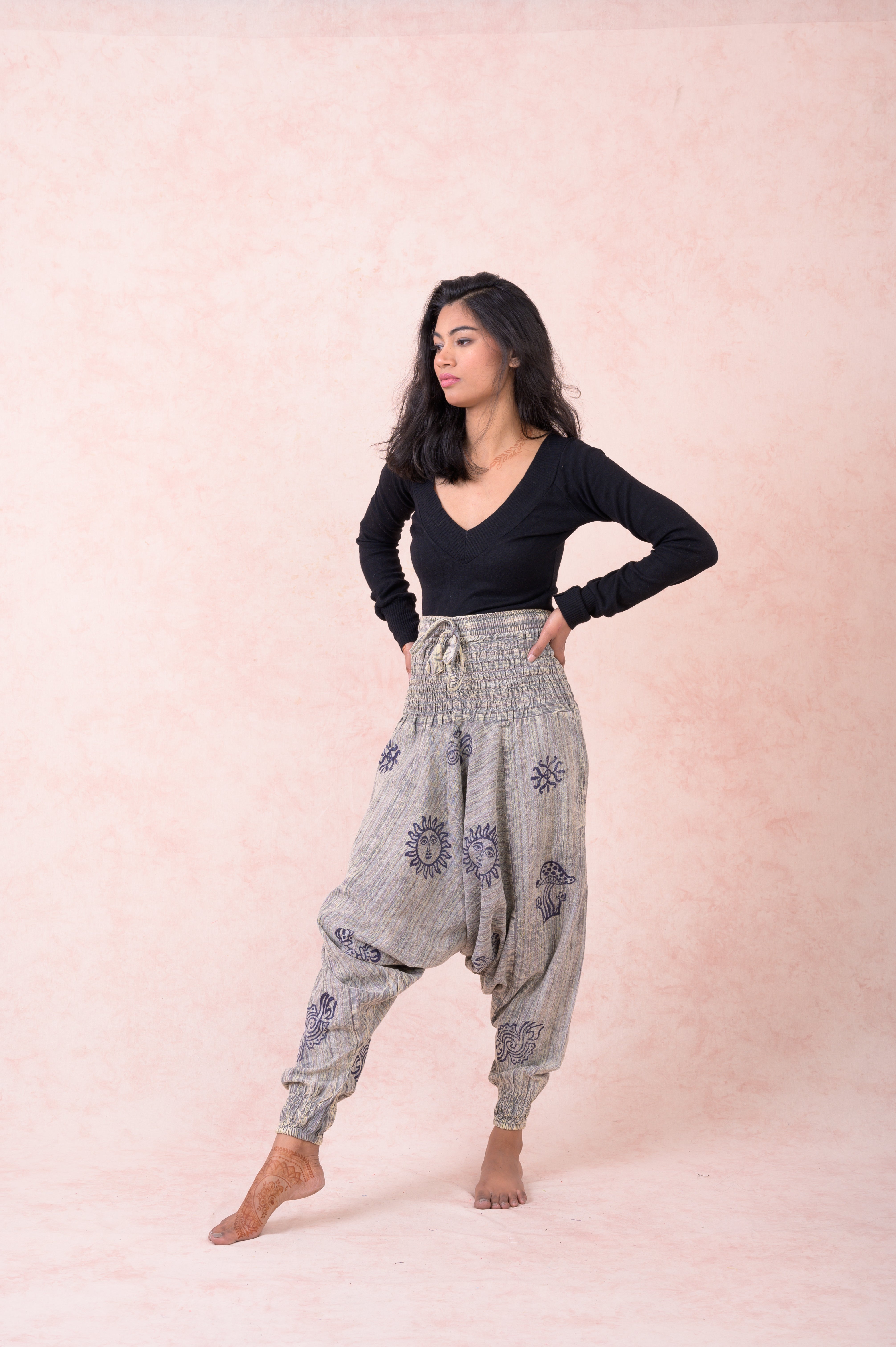 Rhea Striped Tie-Waist Pants Black / One Size