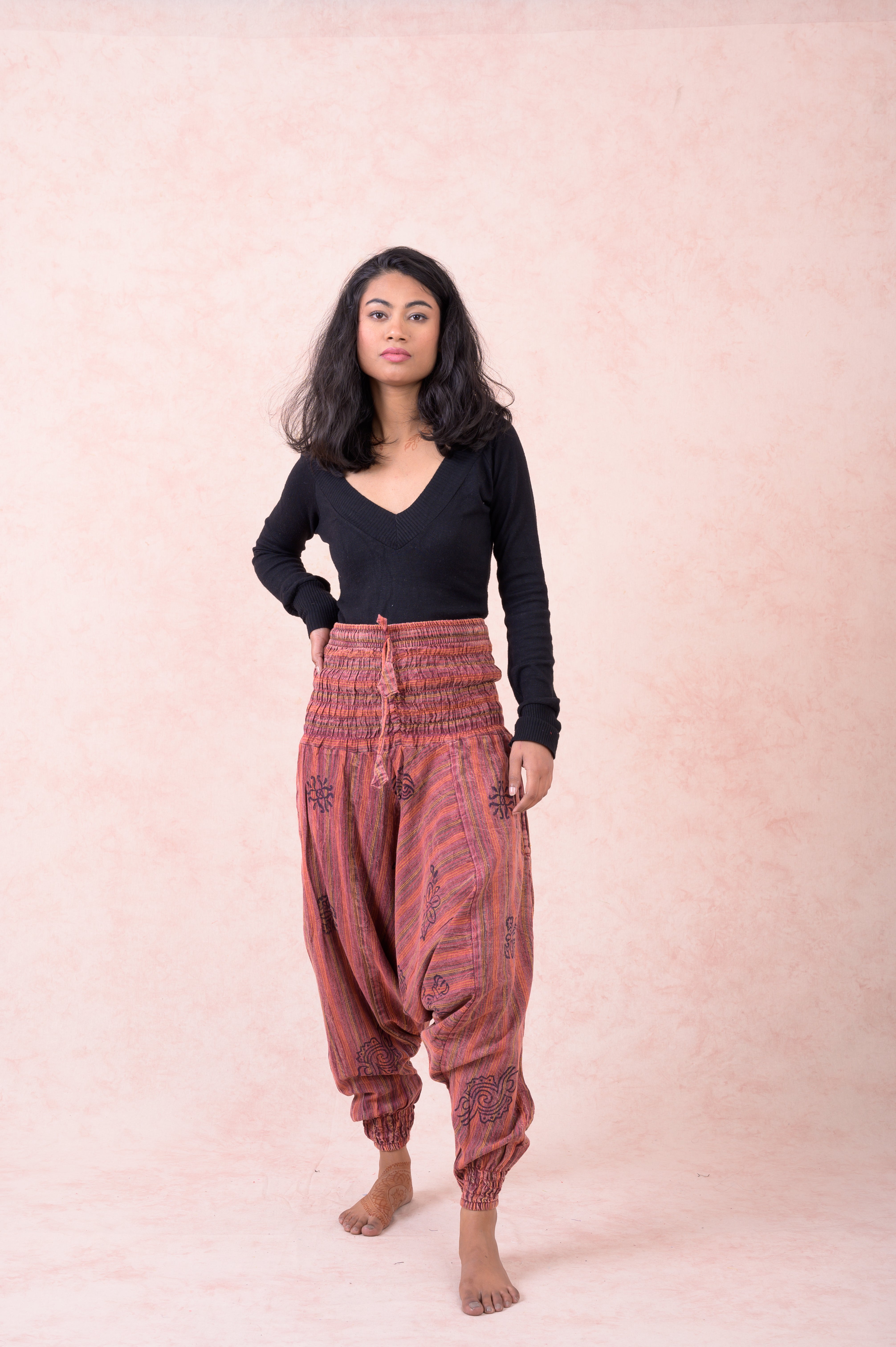 Rhea Striped Tie-Waist Pants Black / One Size