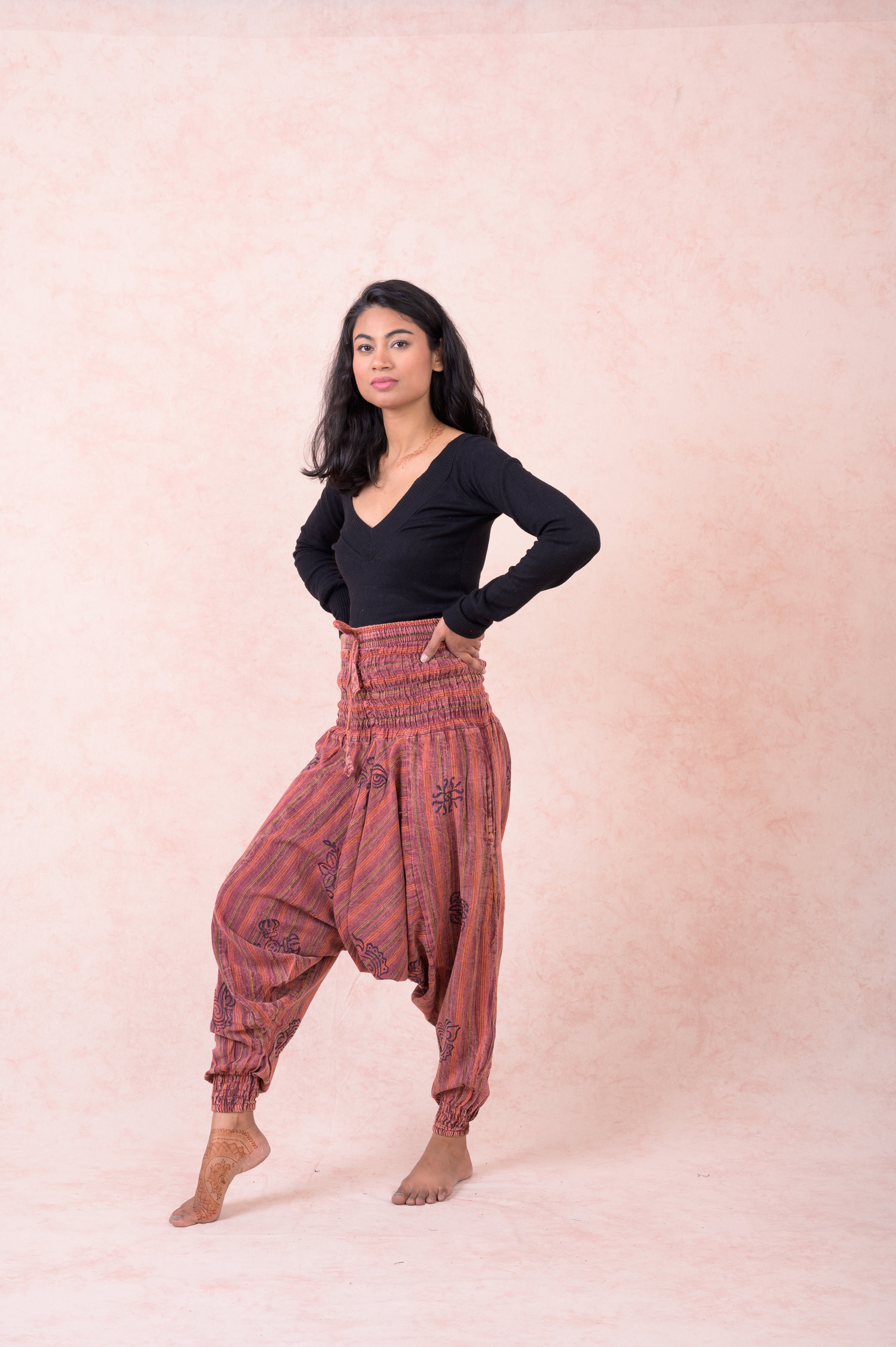 Rhea Striped Tie-Waist Pants Black / One Size