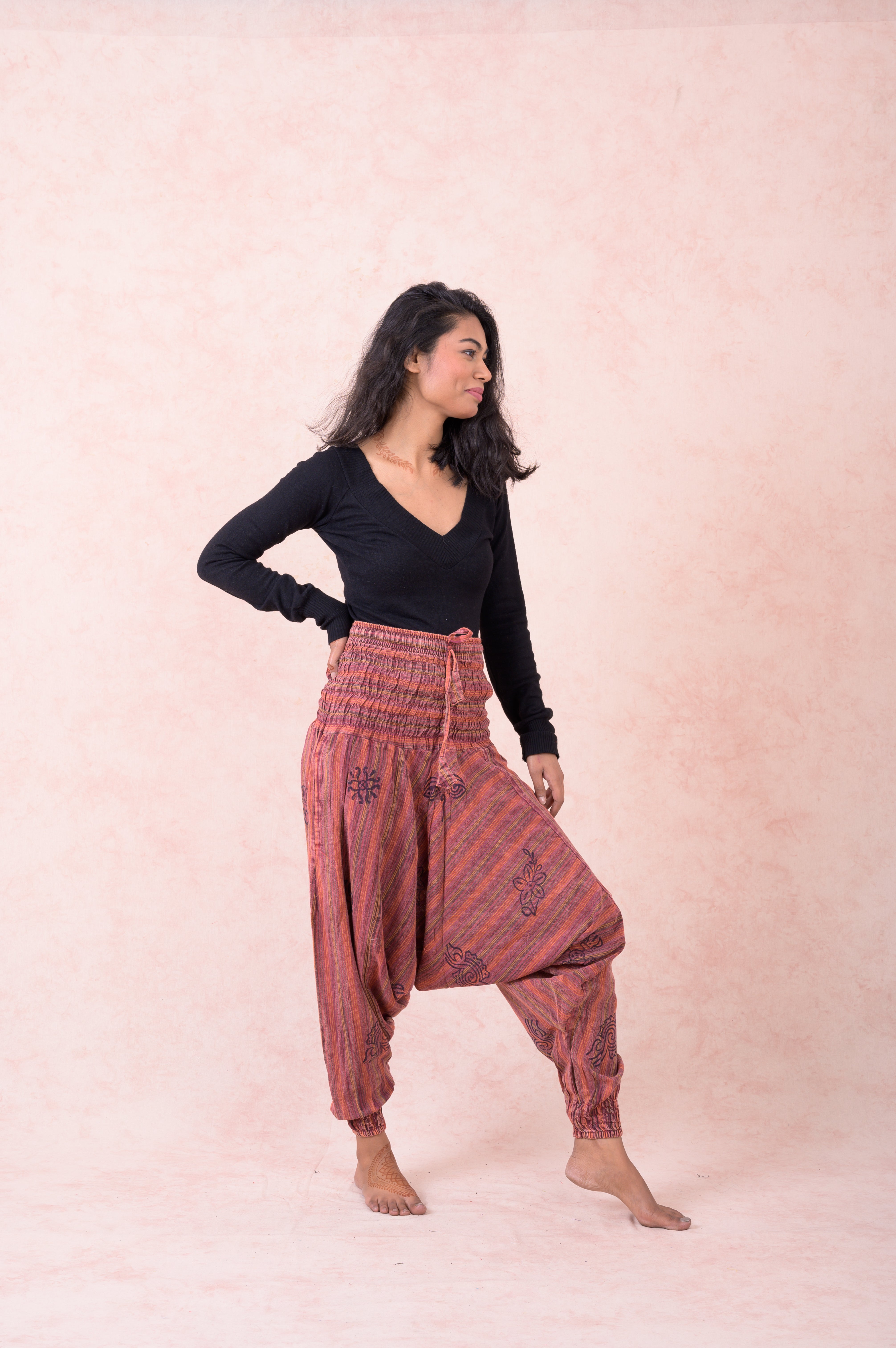 Rhea Striped Tie-Waist Pants Black / One Size