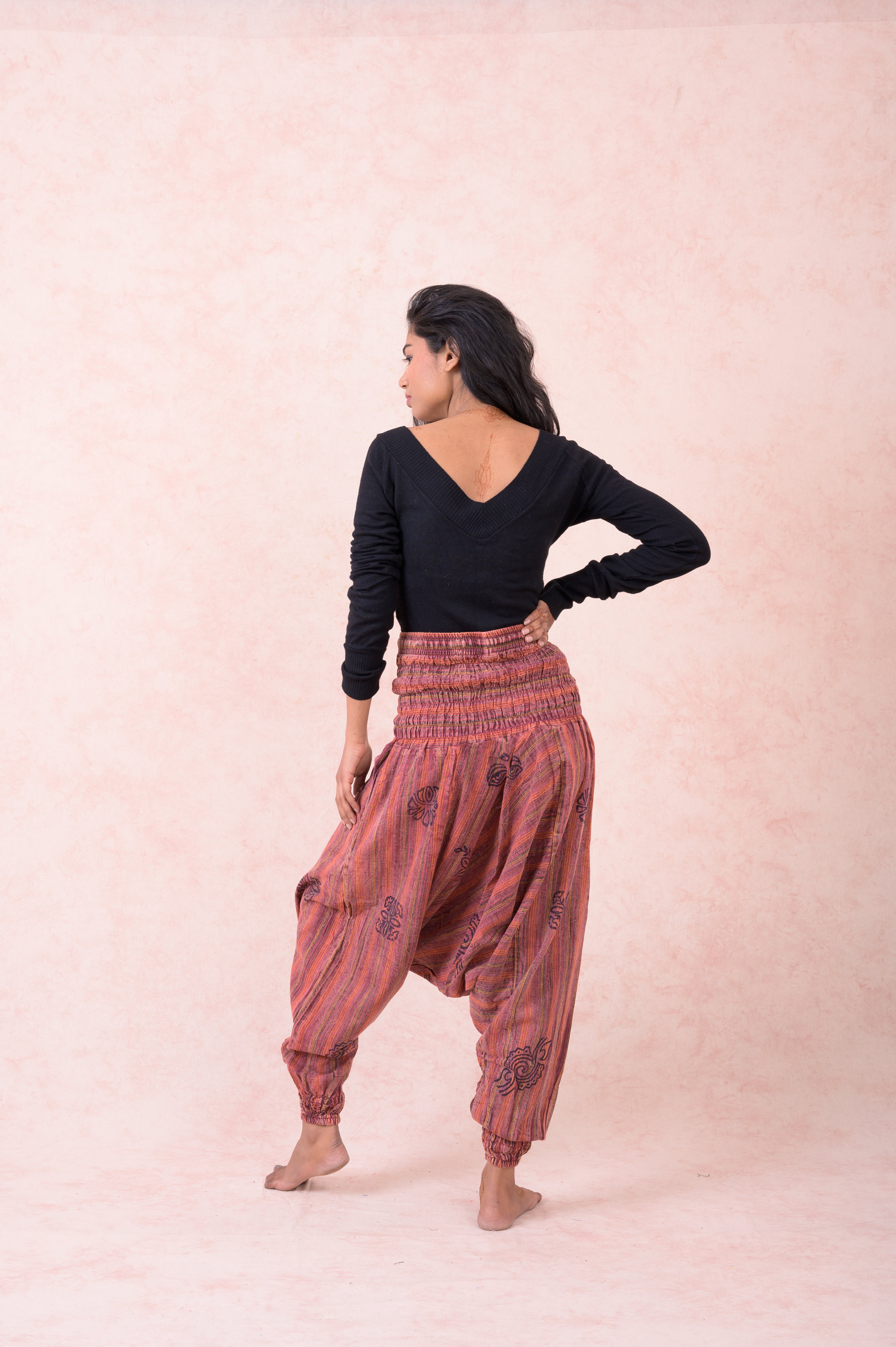 Rhea Striped Tie-Waist Pants Black / One Size