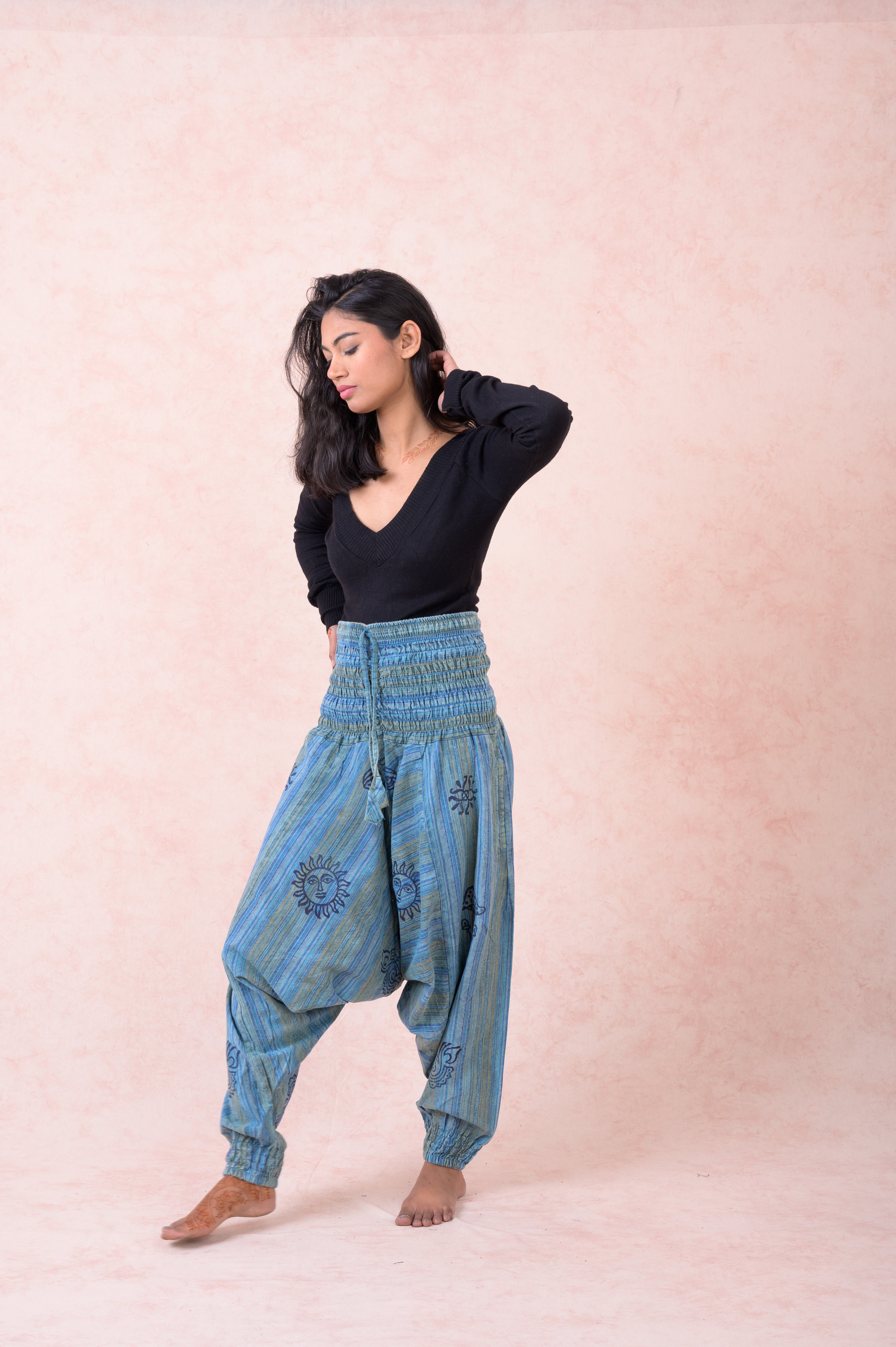 Rhea Striped Tie-Waist Pants Black / One Size