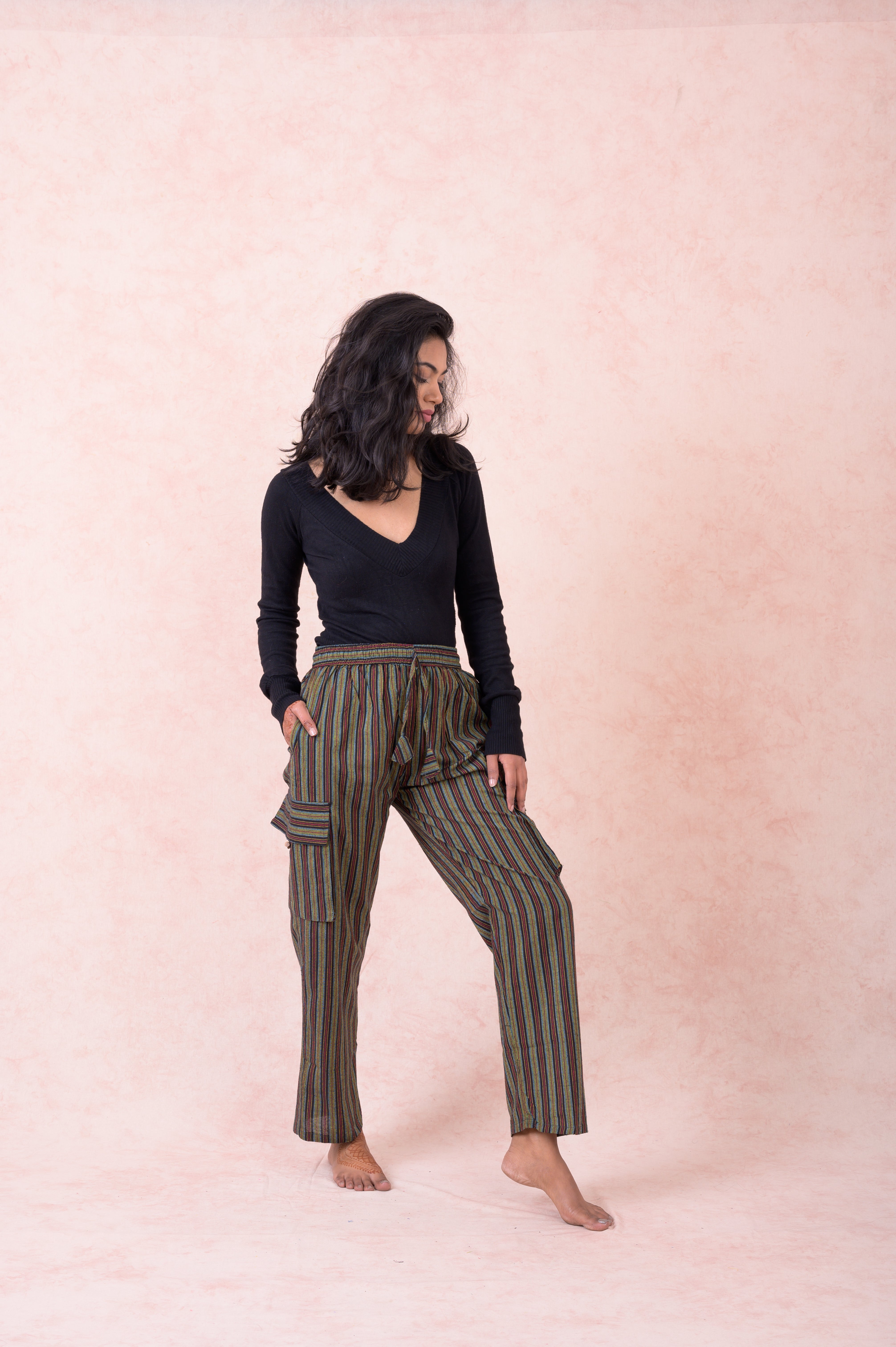 Rhea Striped Cargo Pants Black / XLarge