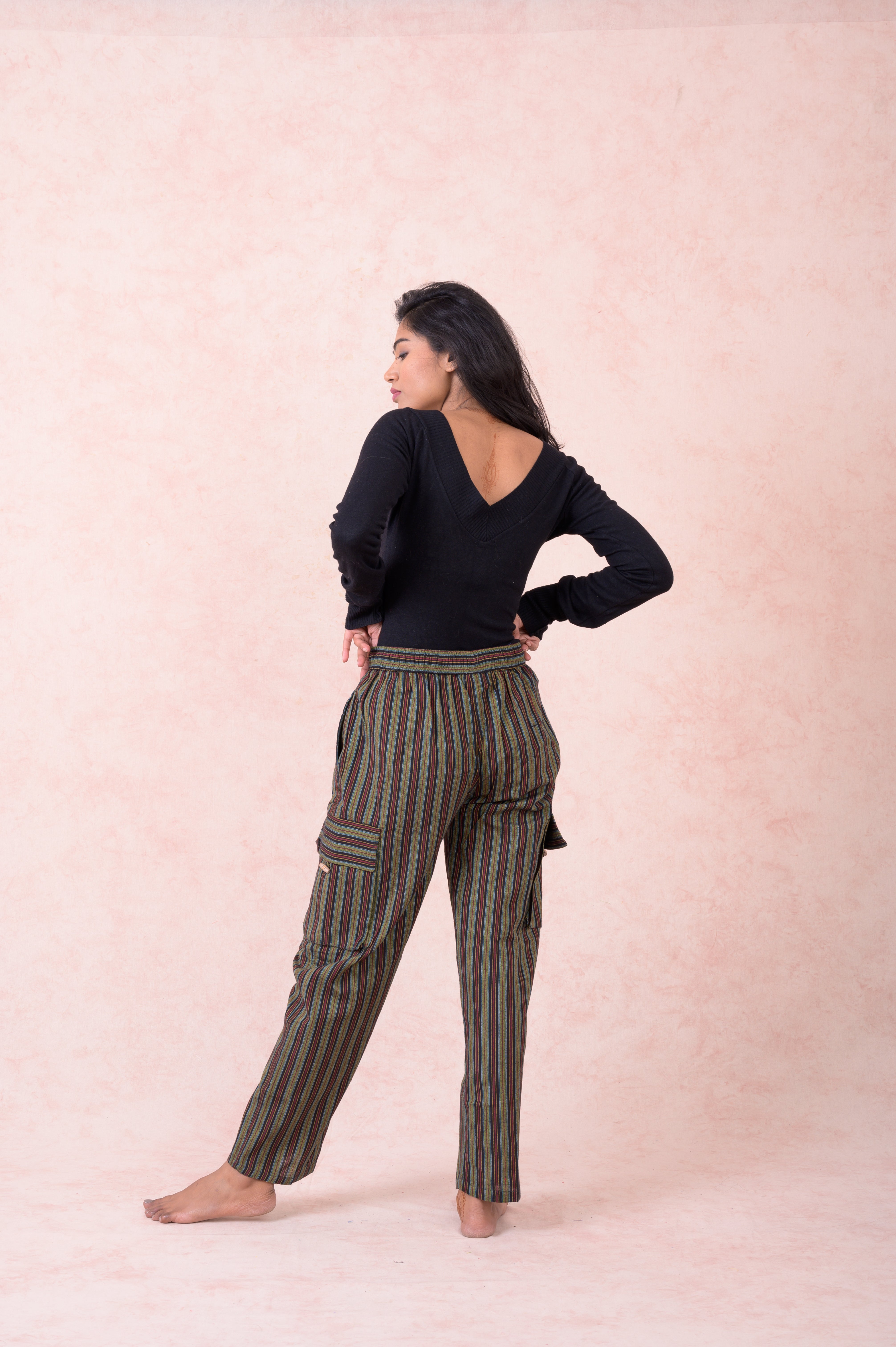 Rhea Striped Cargo Pants Black / 2XLarge