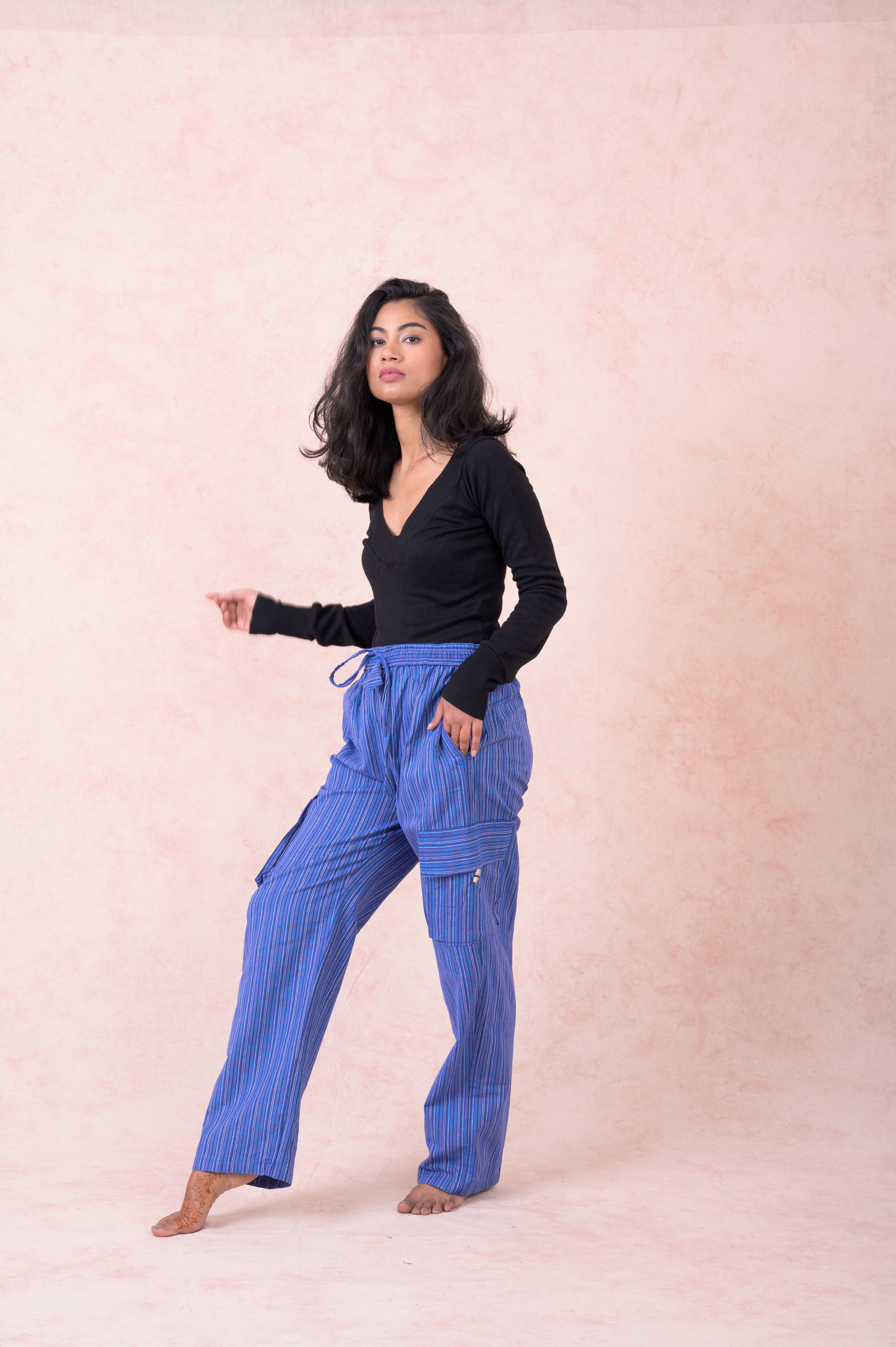 Rhea Striped Cargo Pants Blue / Large