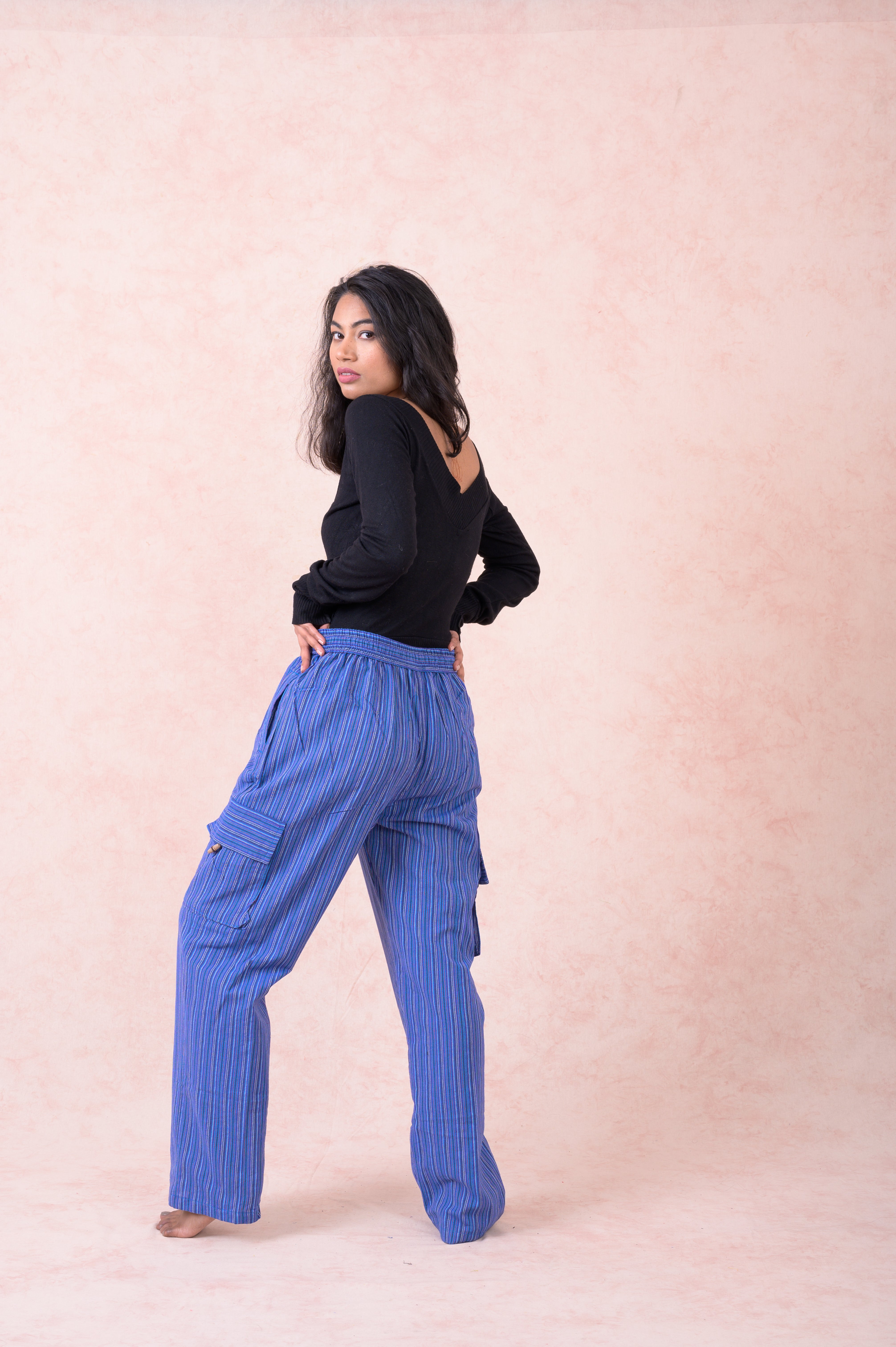 Rhea Striped Cargo Pants Blue / 2XLarge