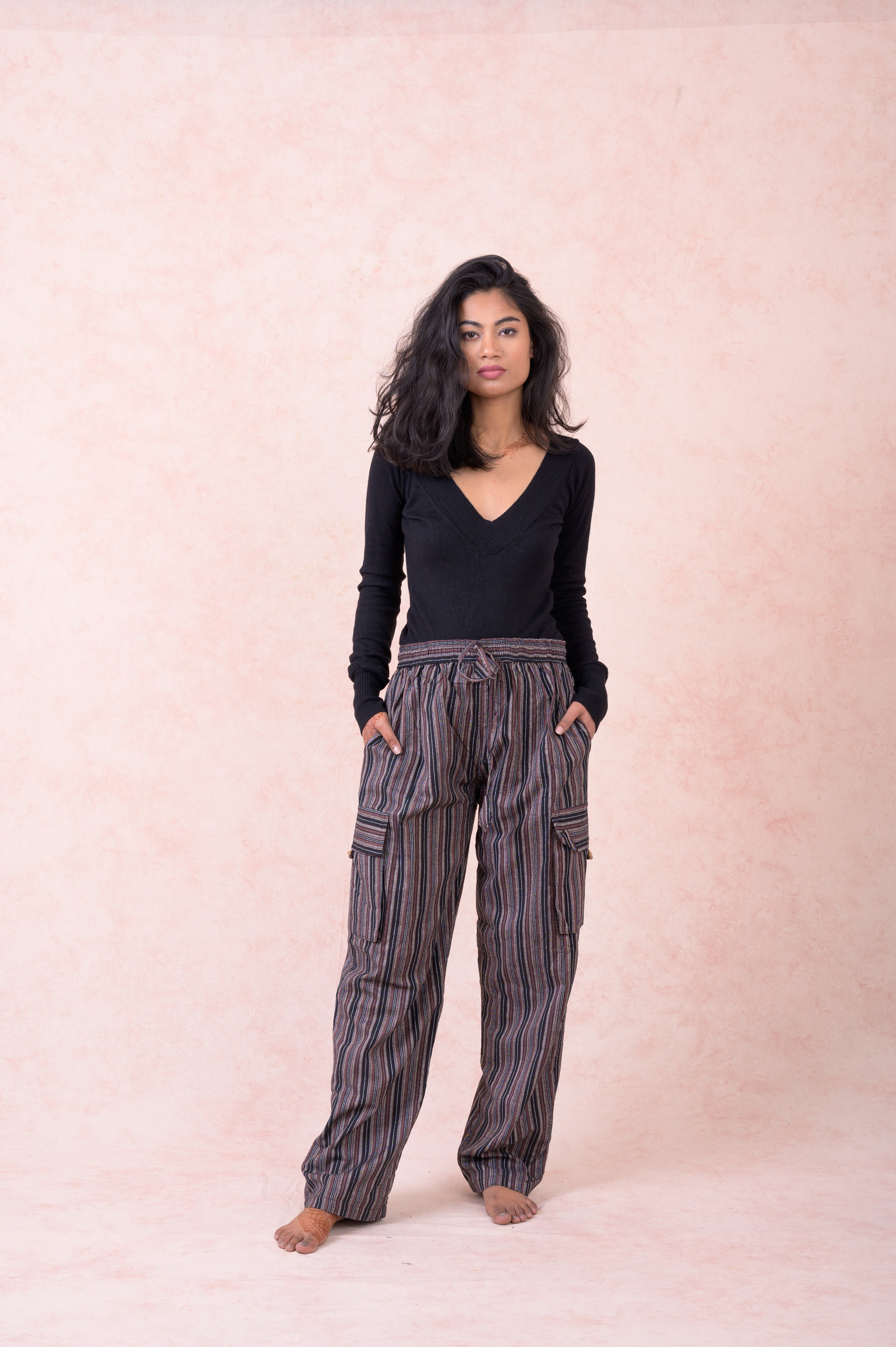 Rhea Striped Cargo Pants Grey / Small