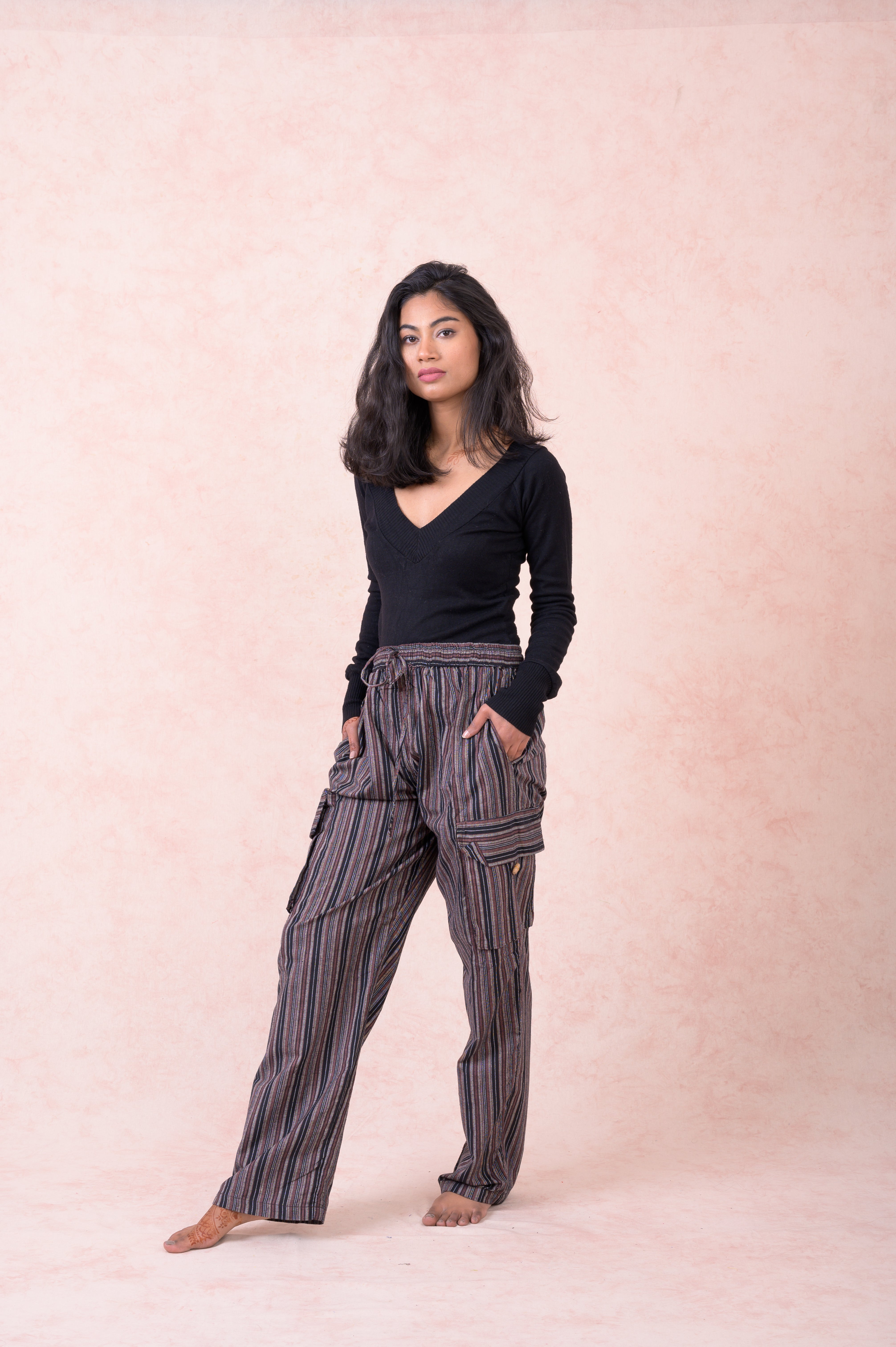 Rhea Striped Cargo Pants Grey / Small