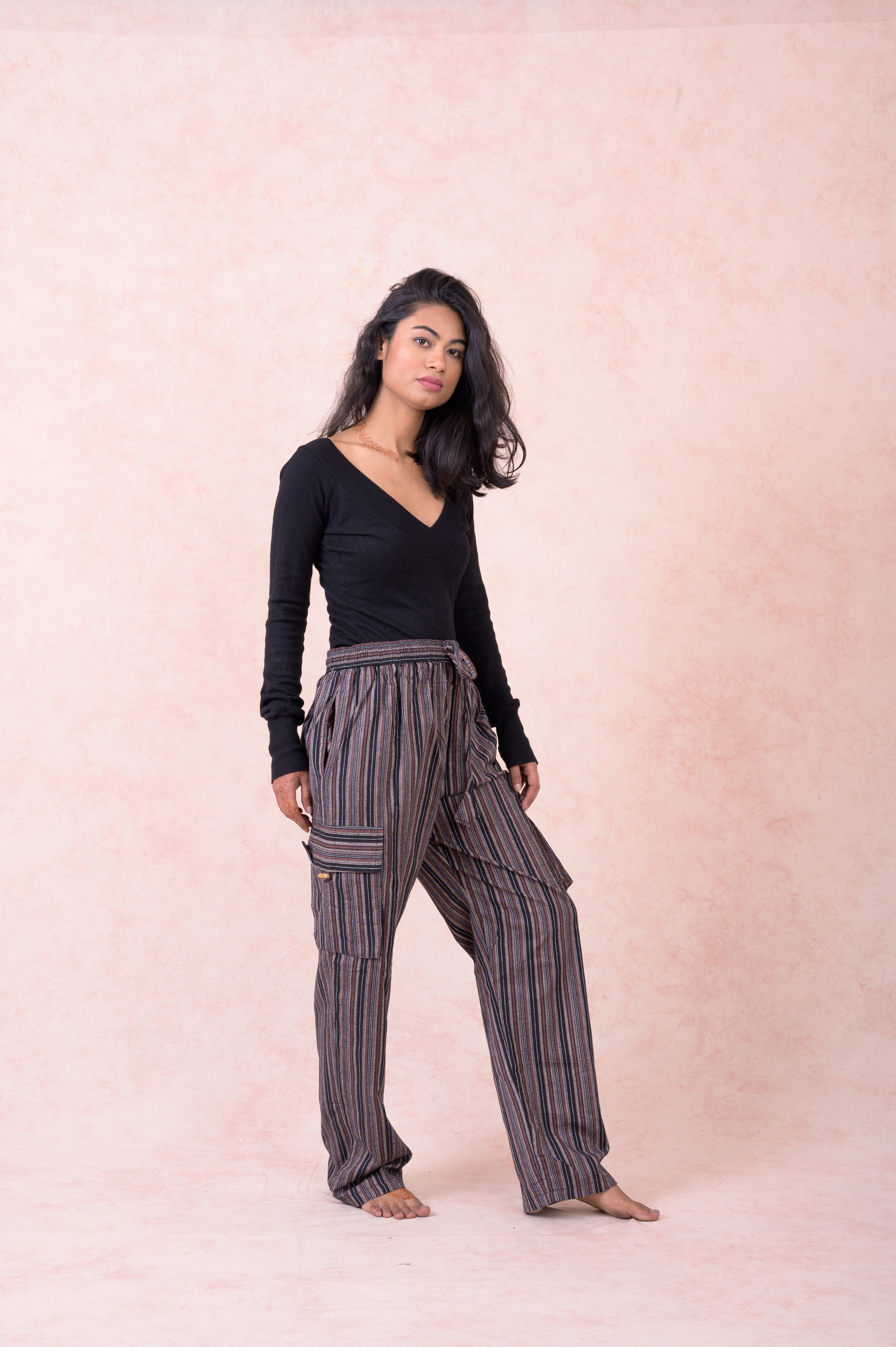 Rhea Striped Cargo Pants Grey / Small