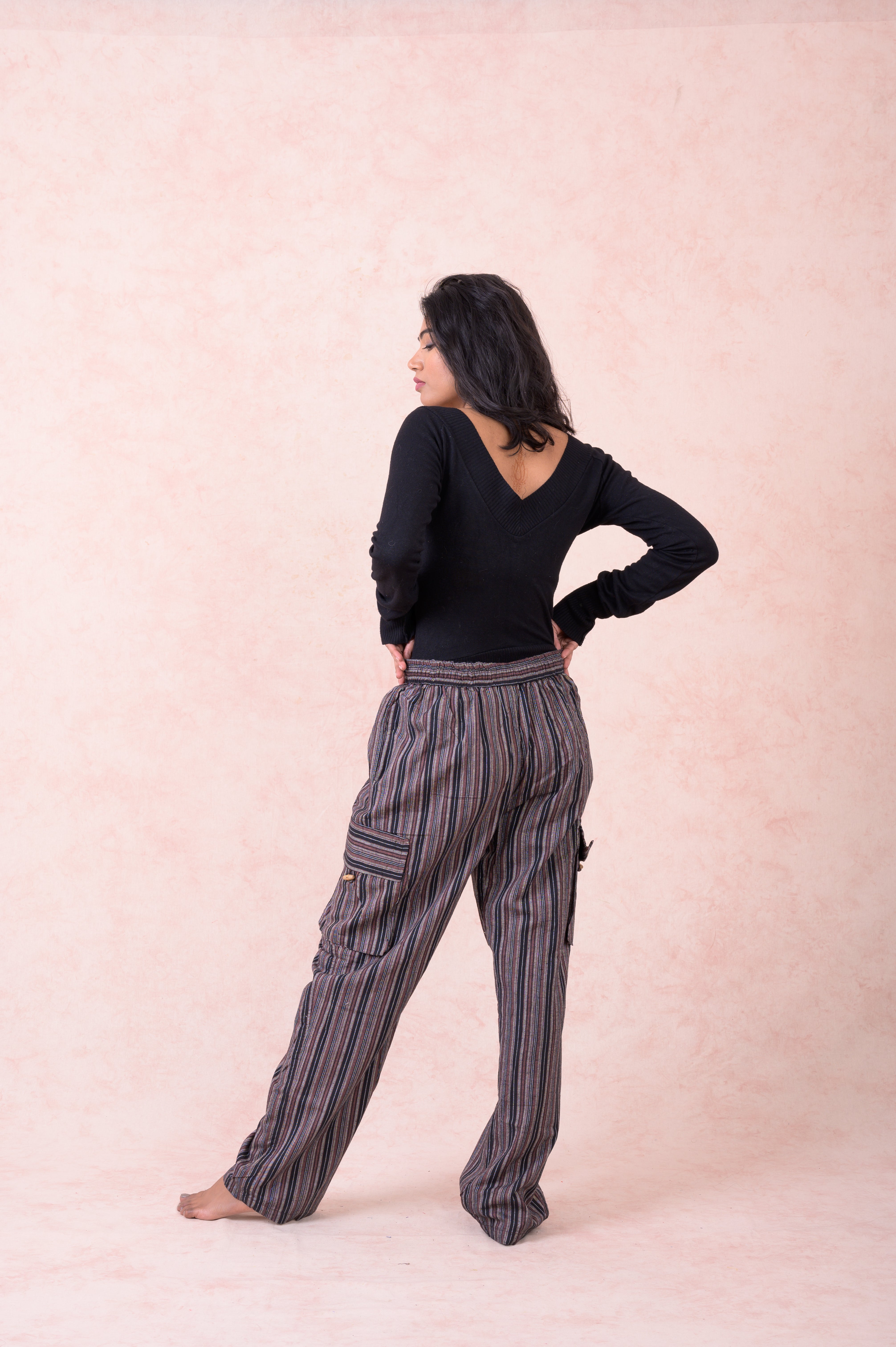 Rhea Striped Cargo Pants Grey / Small