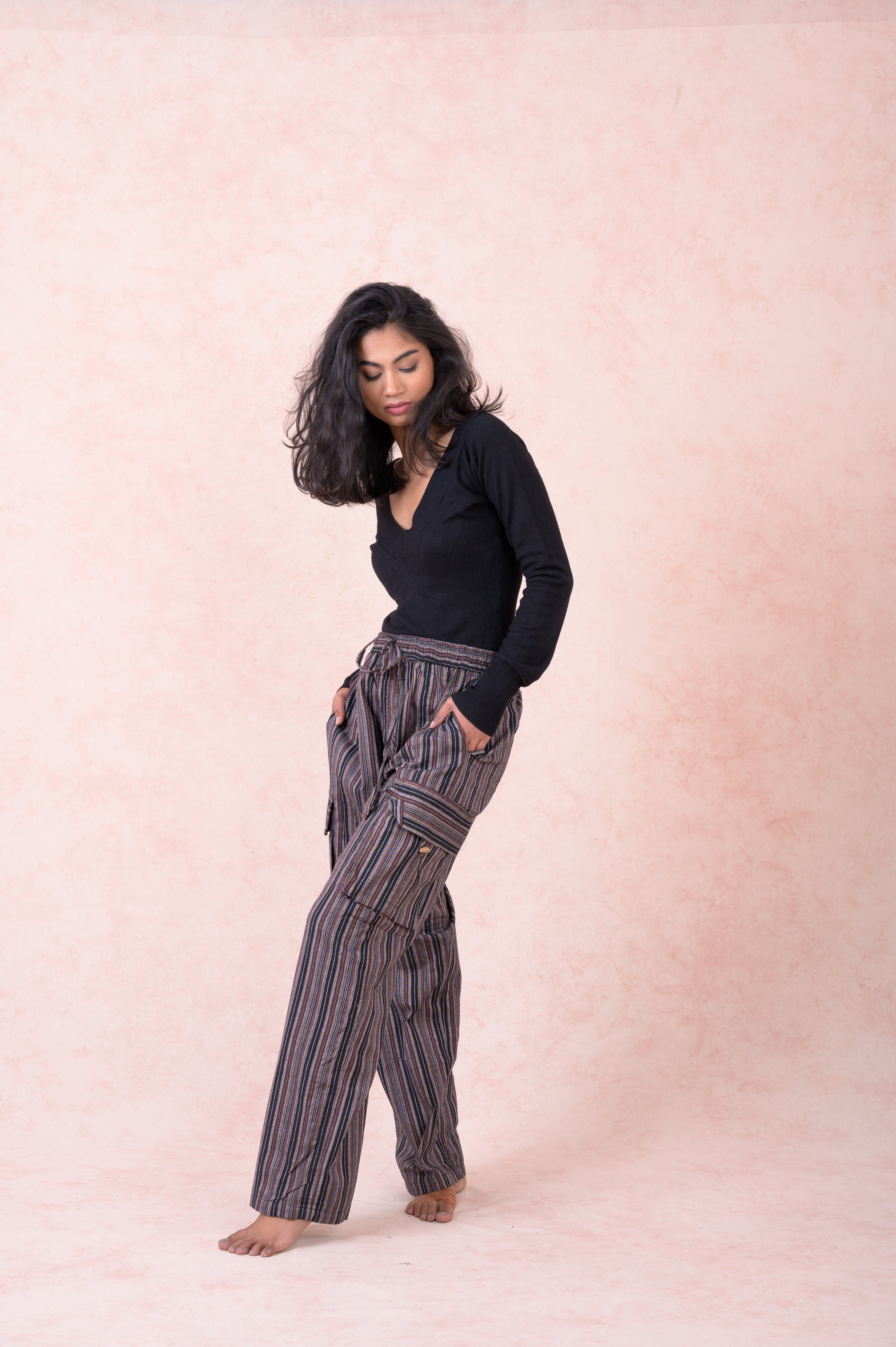 Rhea Striped Cargo Pants Grey / Small