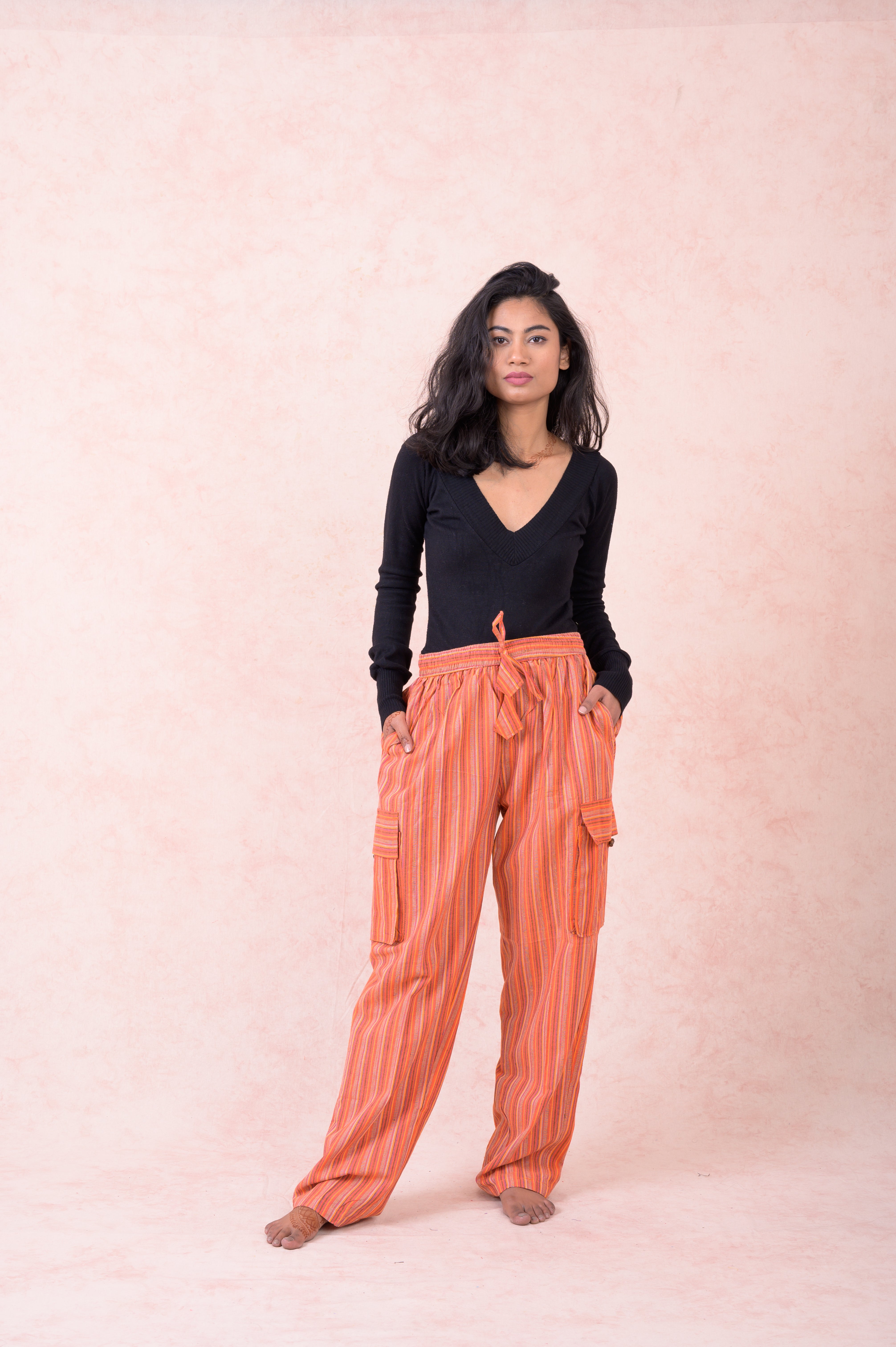 Rhea Striped Cargo Pants Grey / Small