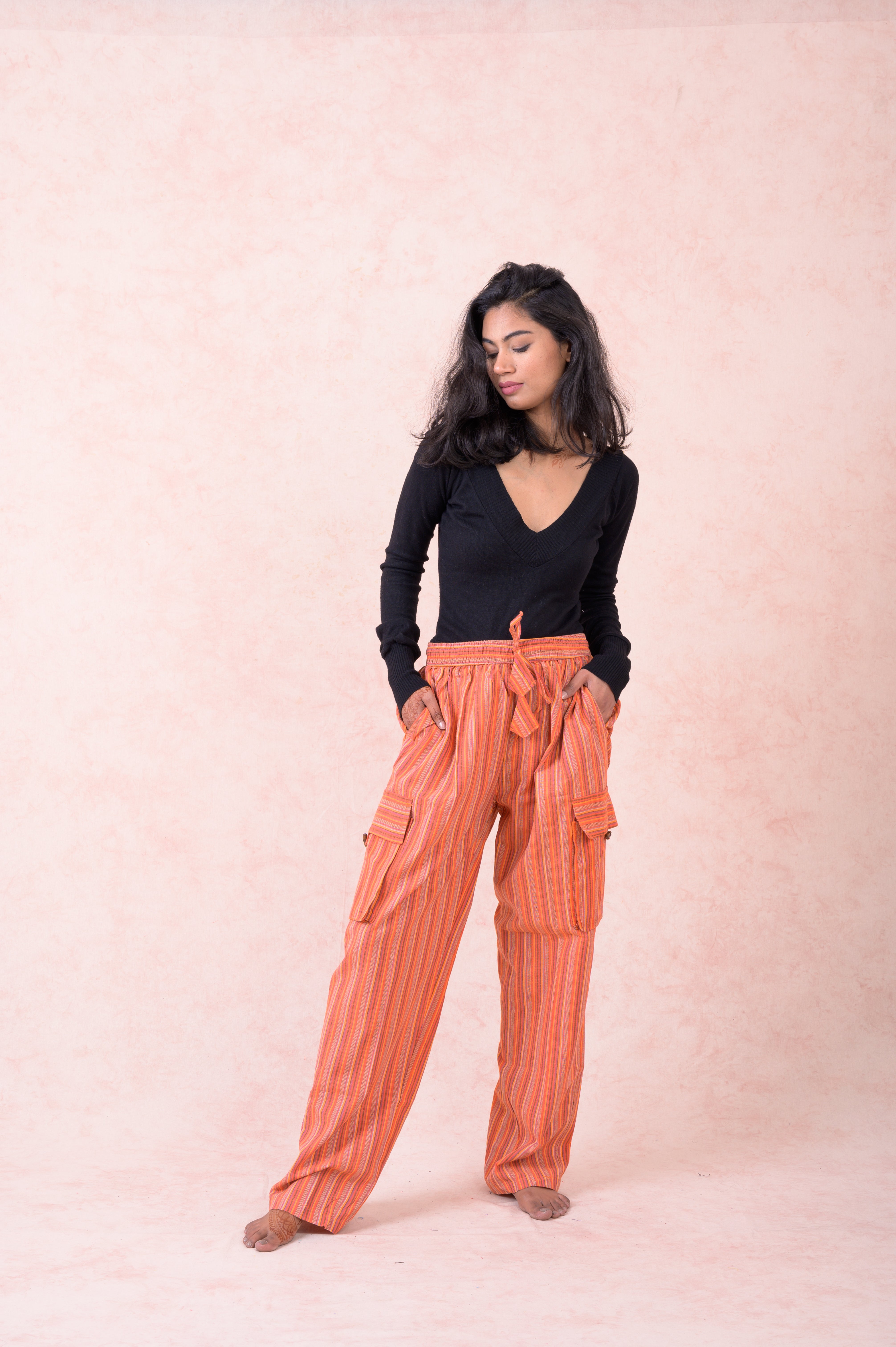 Rhea Striped Cargo Pants Grey / Small