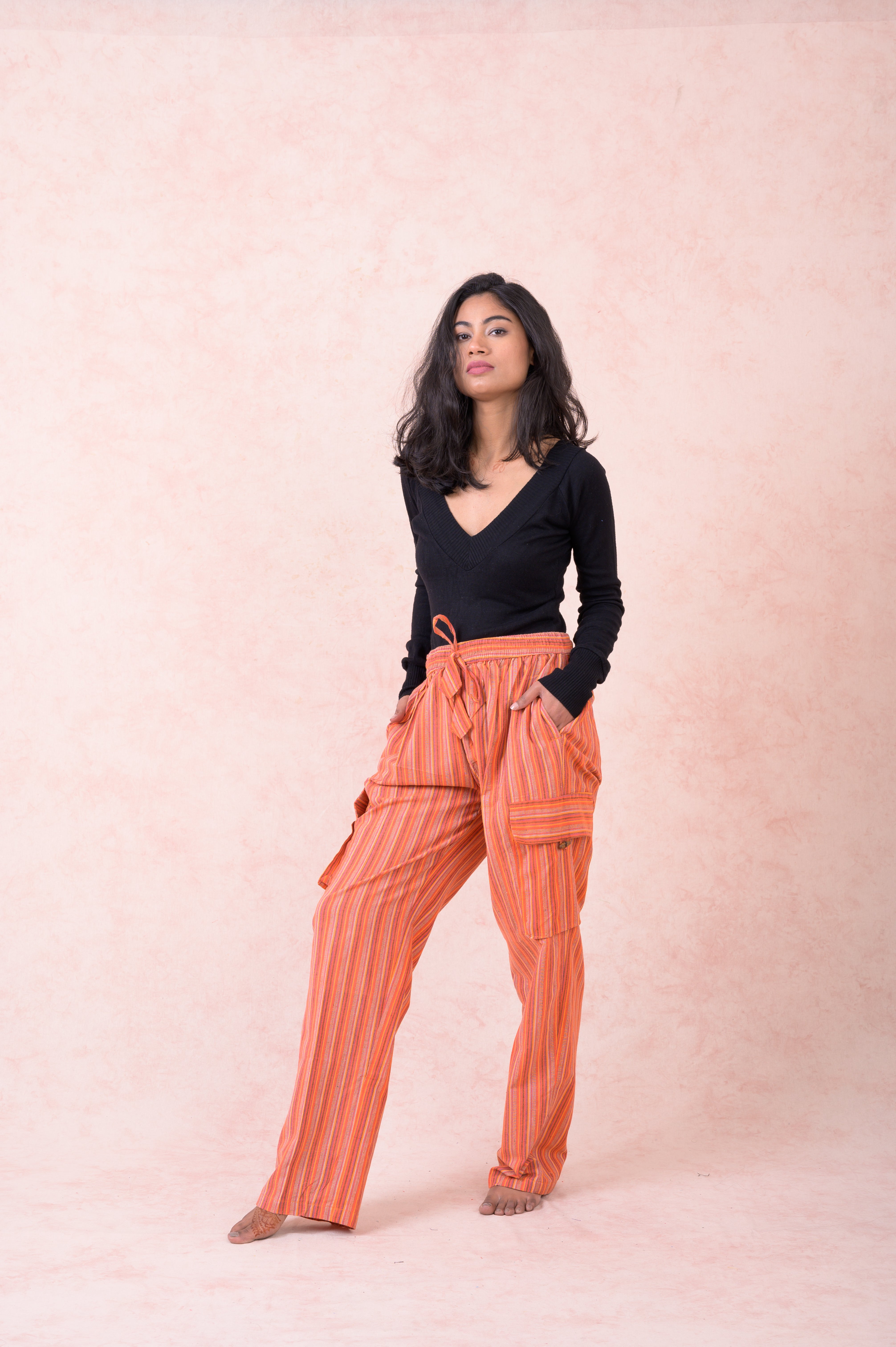 Rhea Striped Cargo Pants Grey / Small