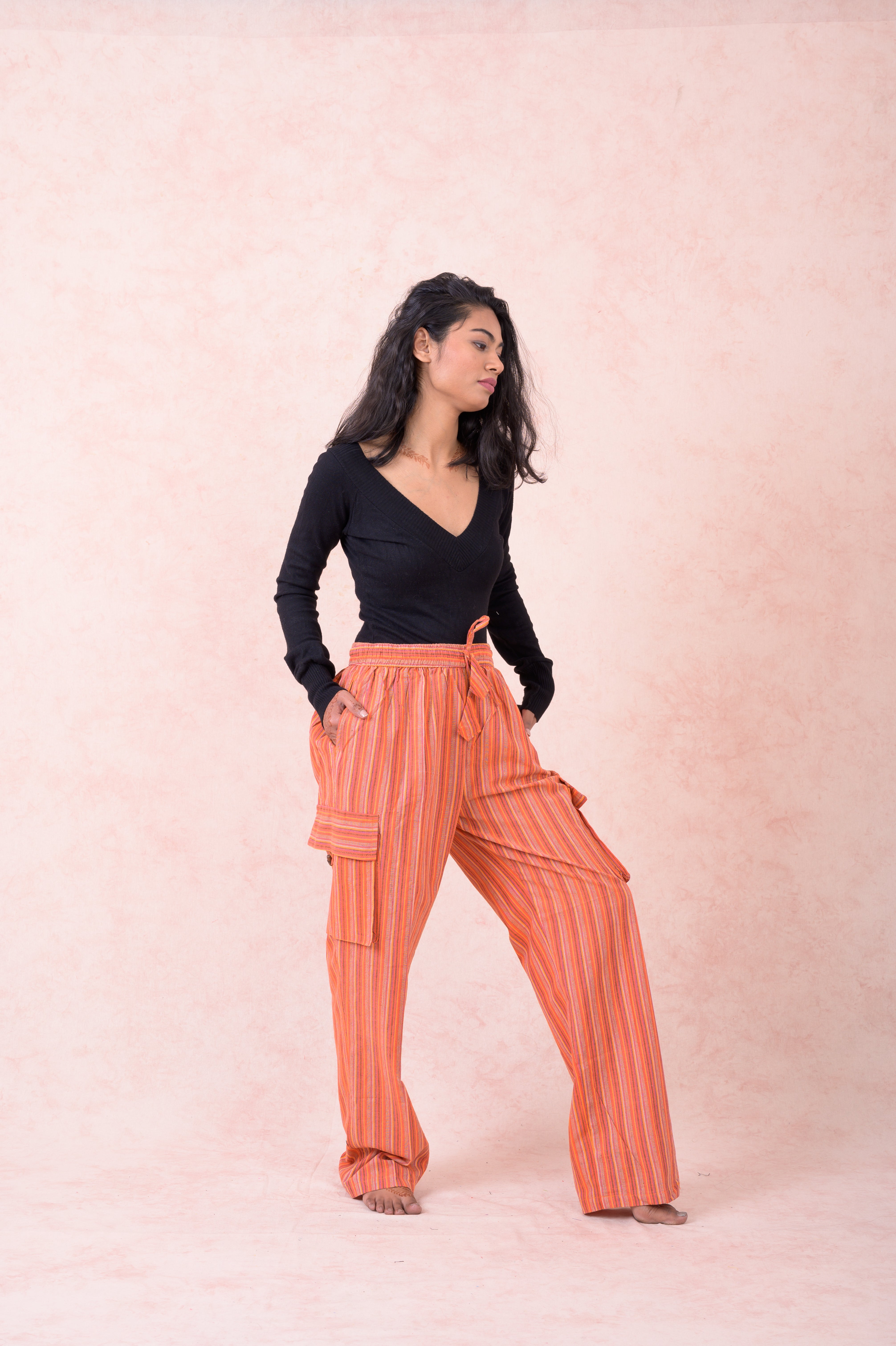 Rhea Striped Cargo Pants Grey / Small