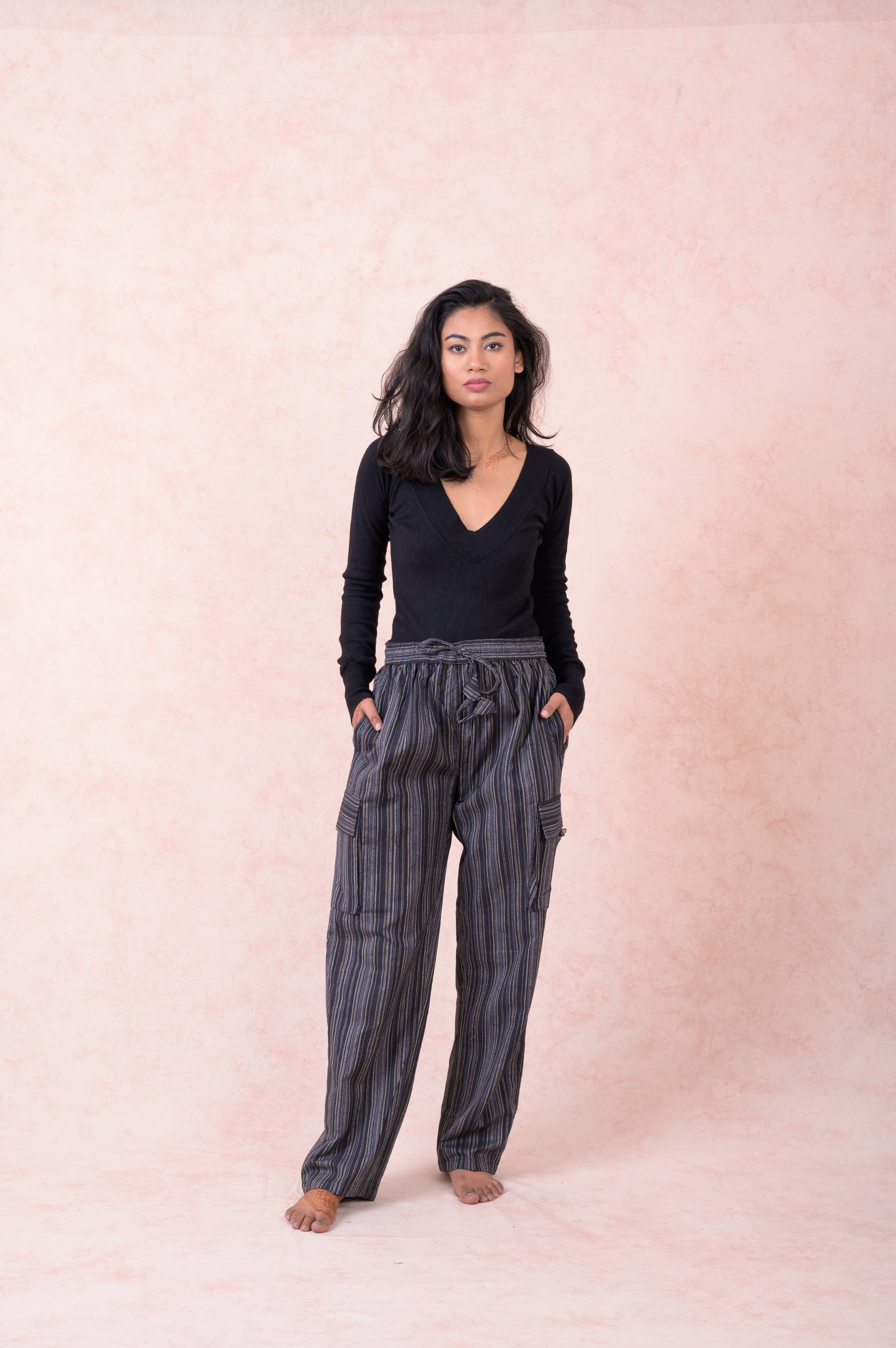 Rhea Striped Cargo Pants Grey / Small