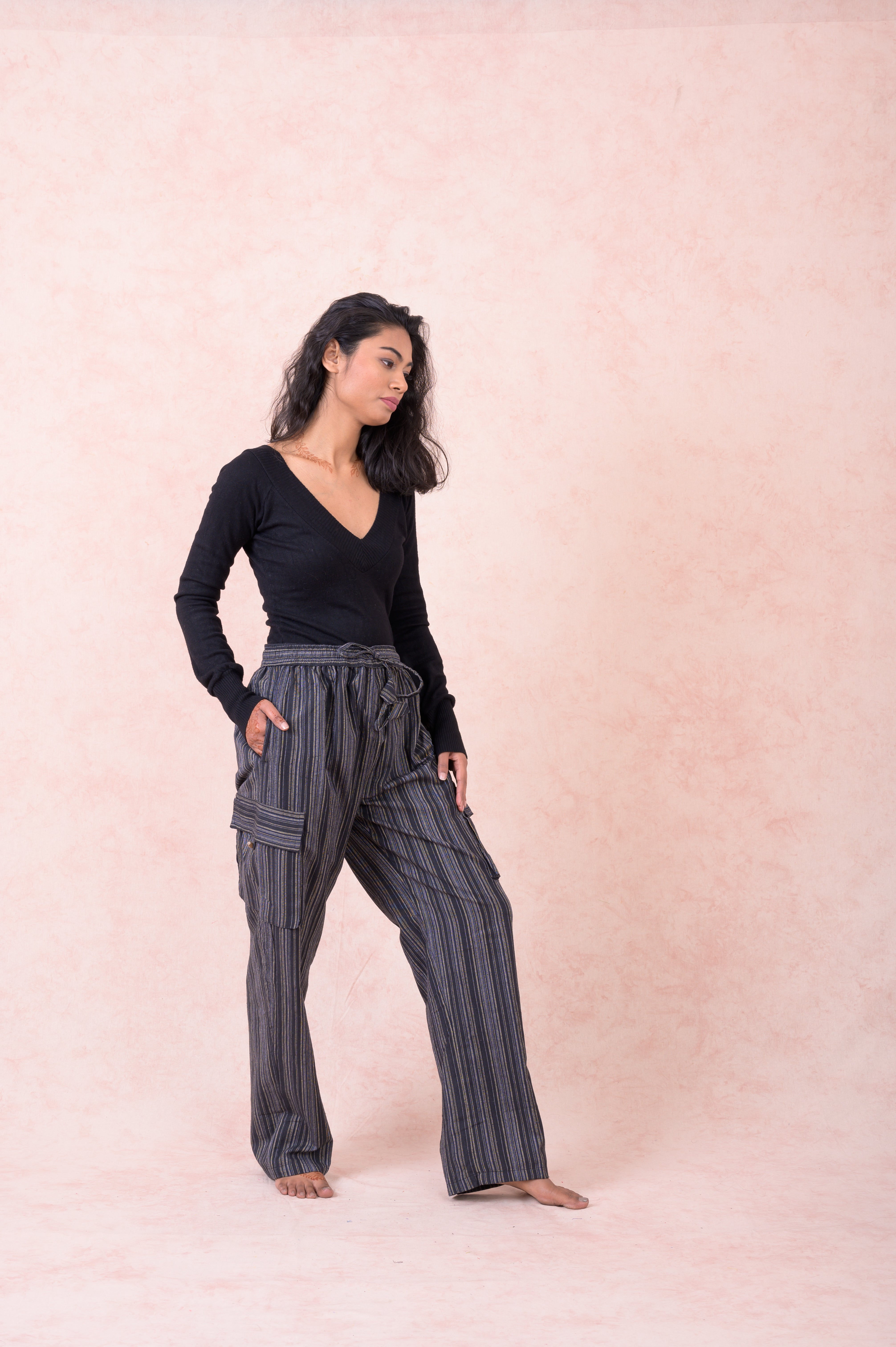 Rhea Striped Cargo Pants Grey / Small