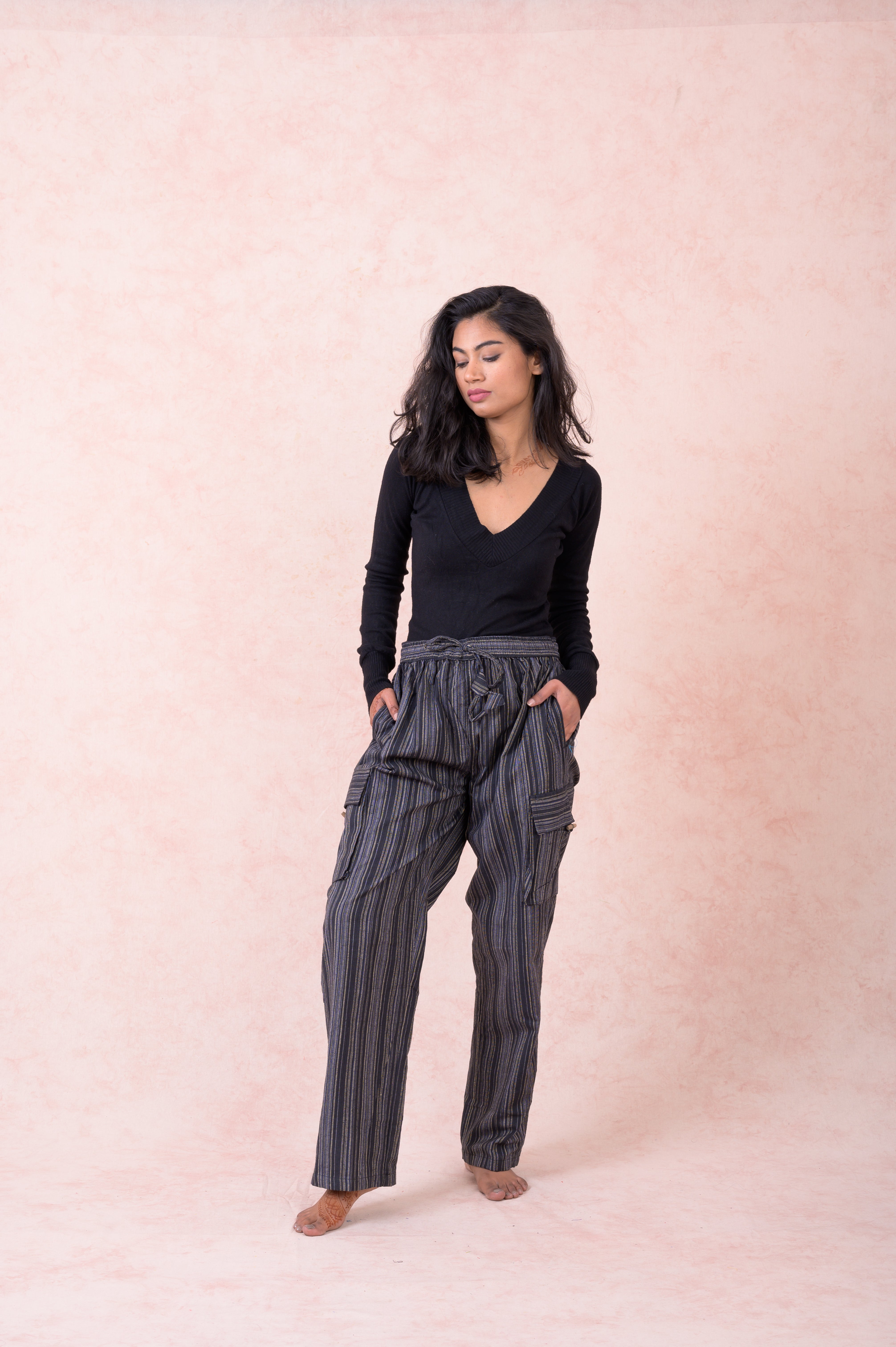 Rhea Striped Cargo Pants Grey / Small