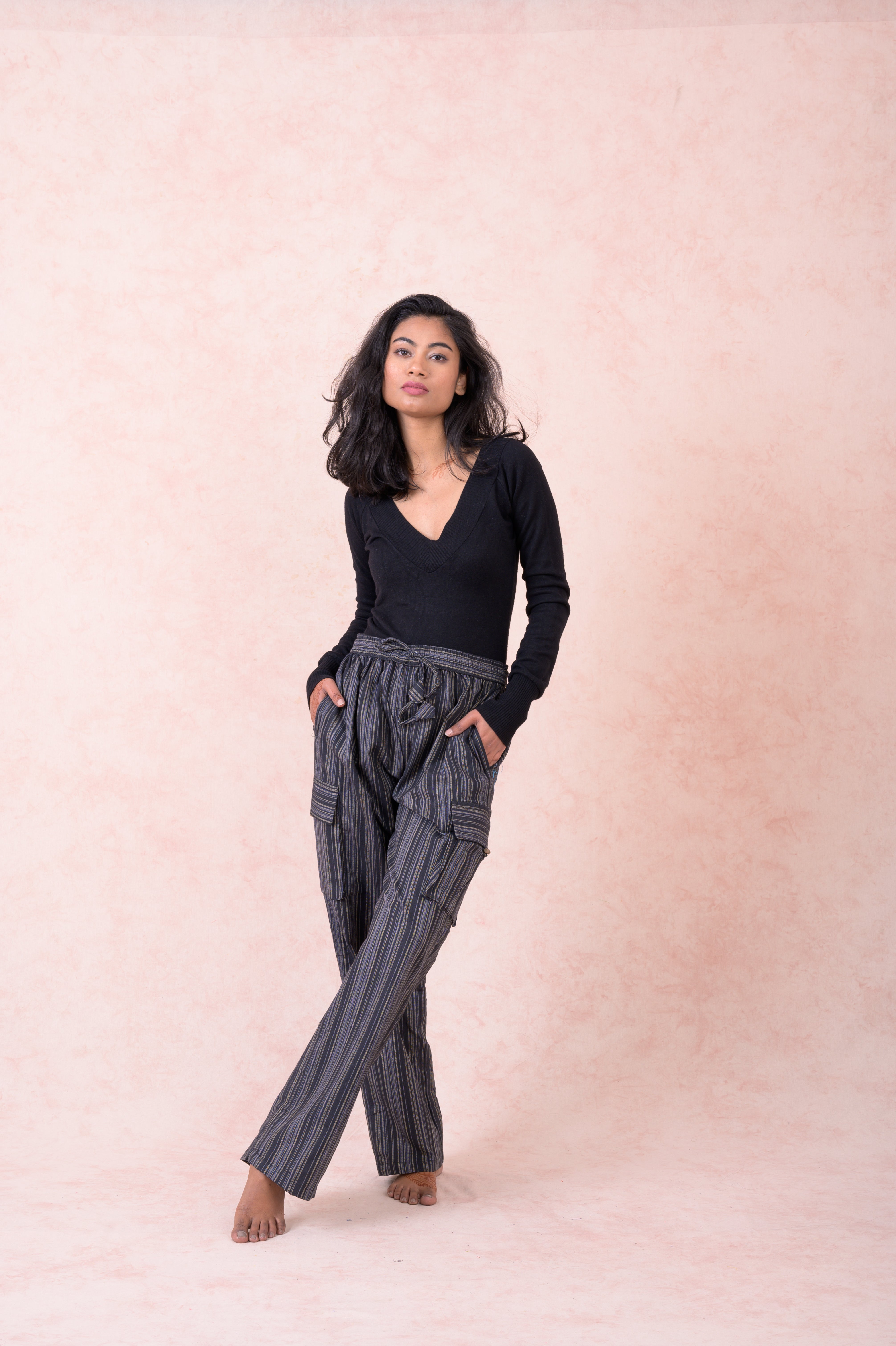 Rhea Striped Cargo Pants Grey / Small