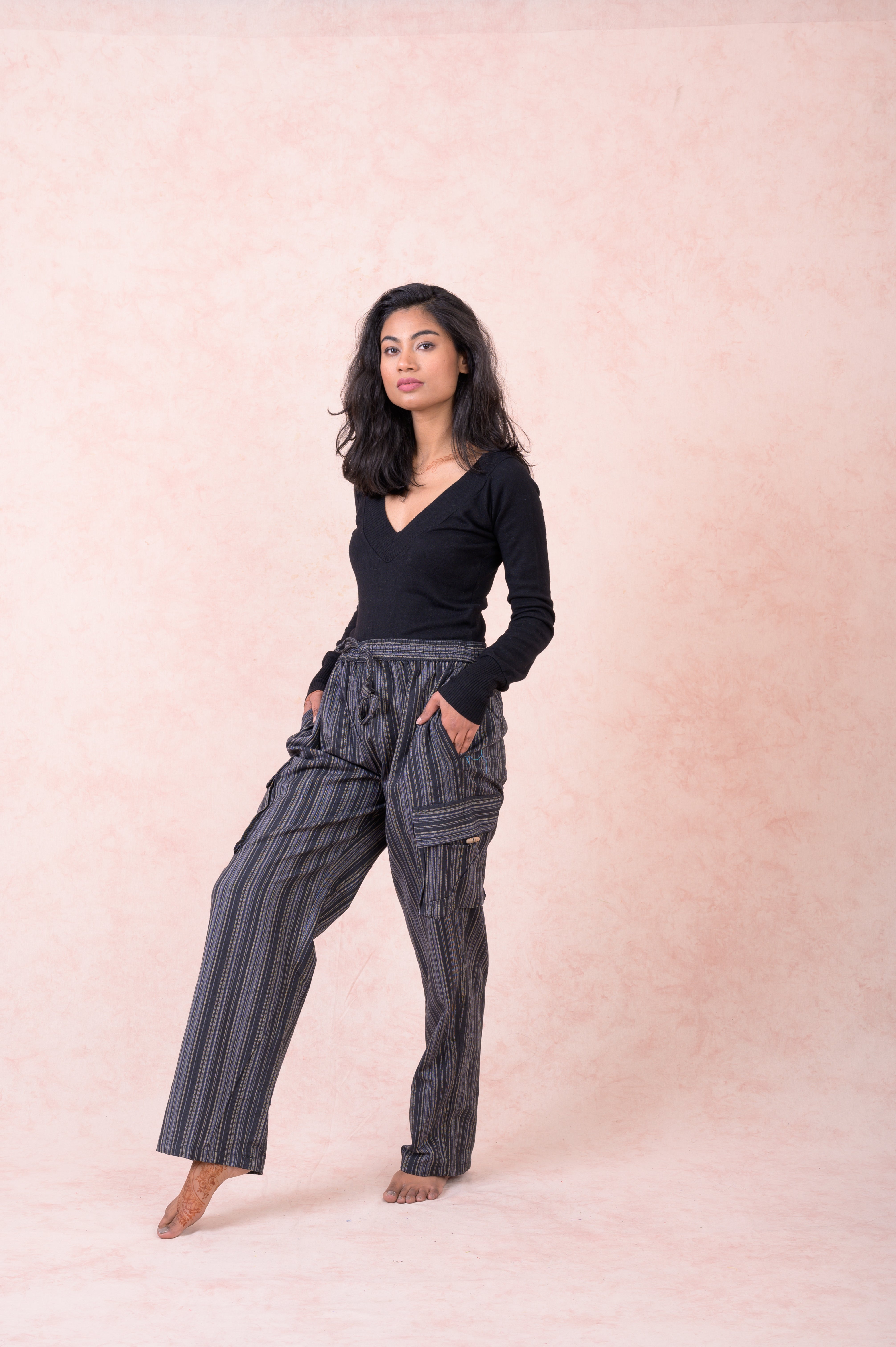 Rhea Striped Cargo Pants Grey / Small