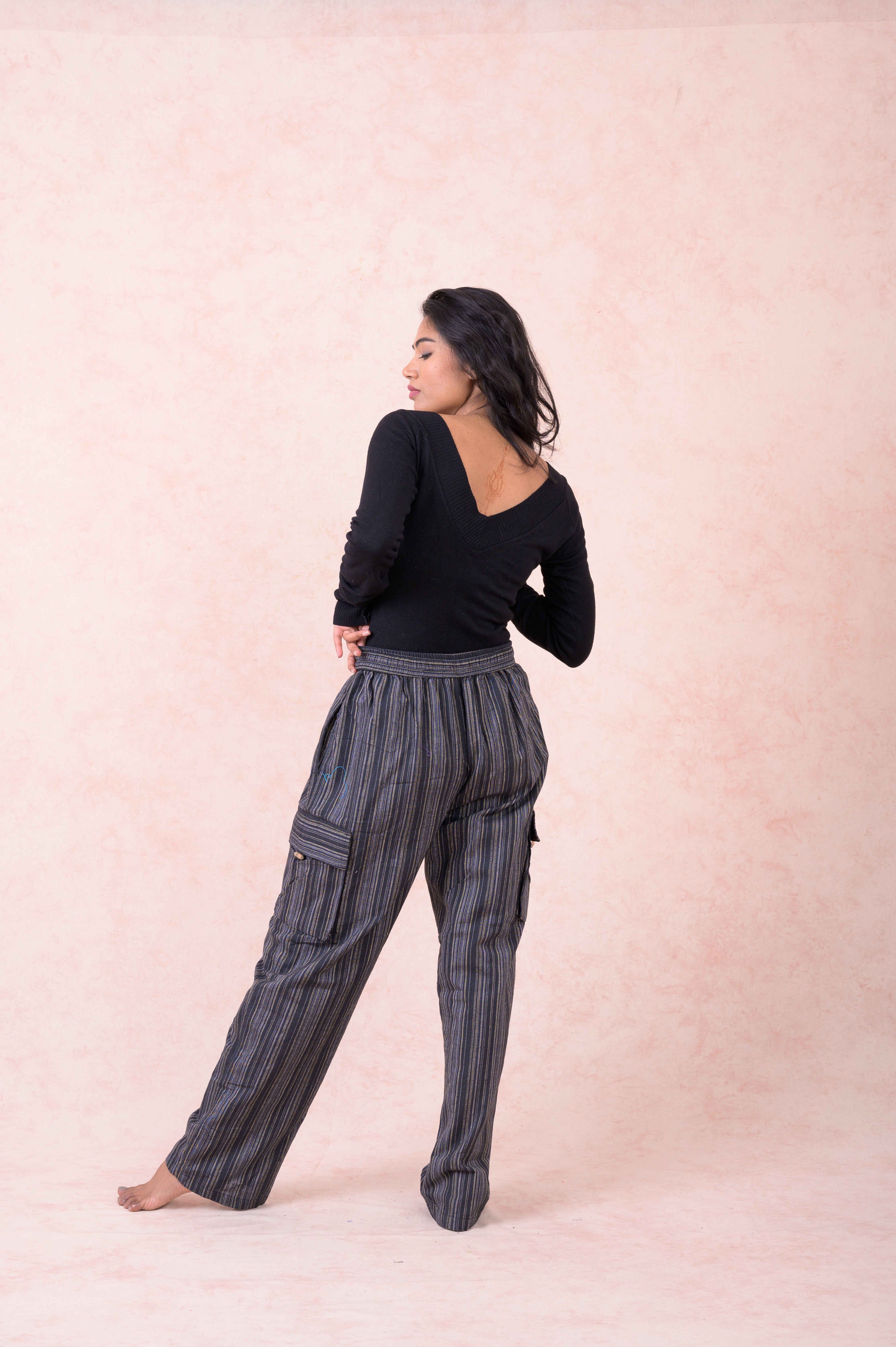 Rhea Striped Cargo Pants Grey / Small