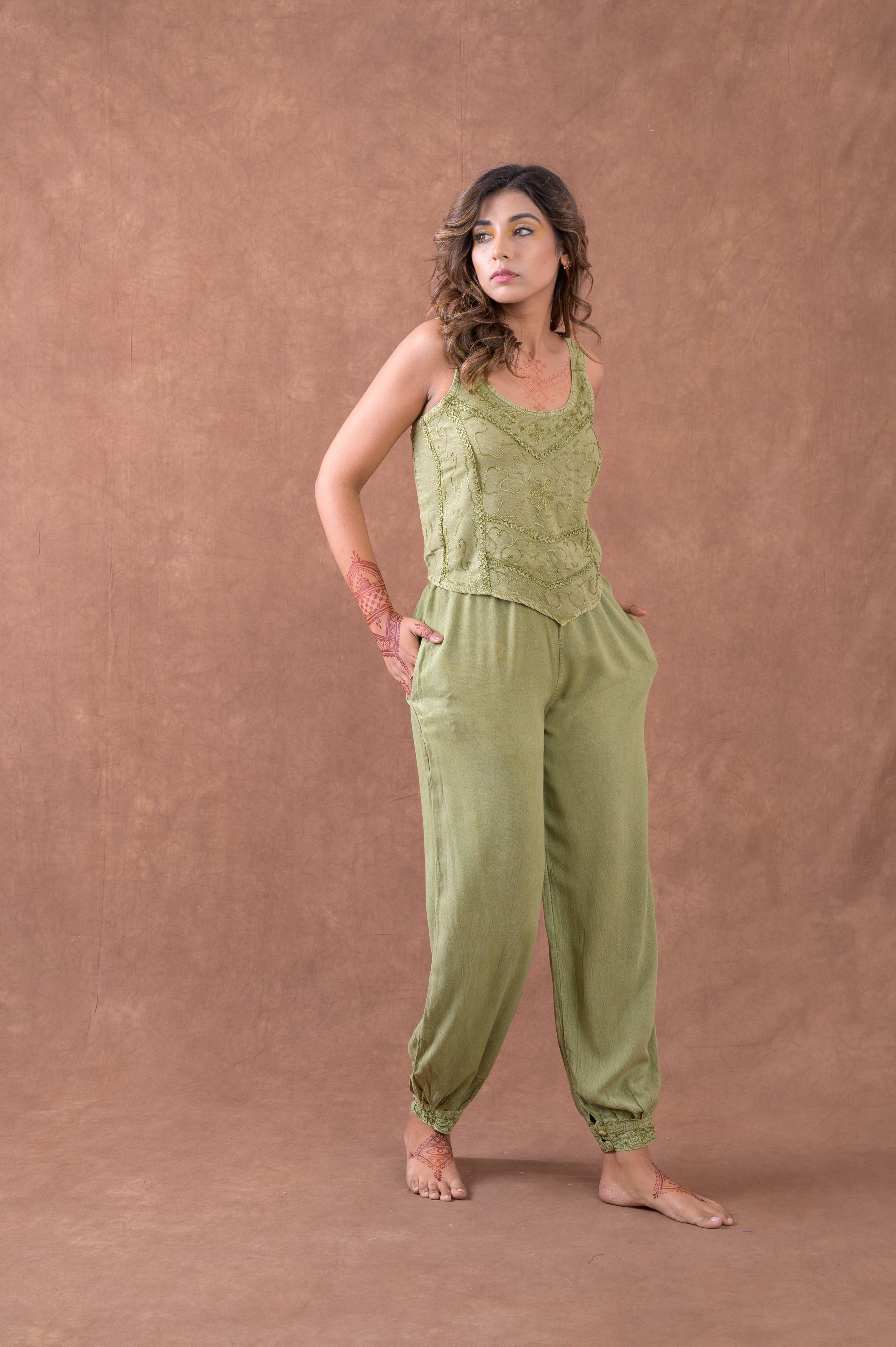 Rhea Tie Front Harem Pants