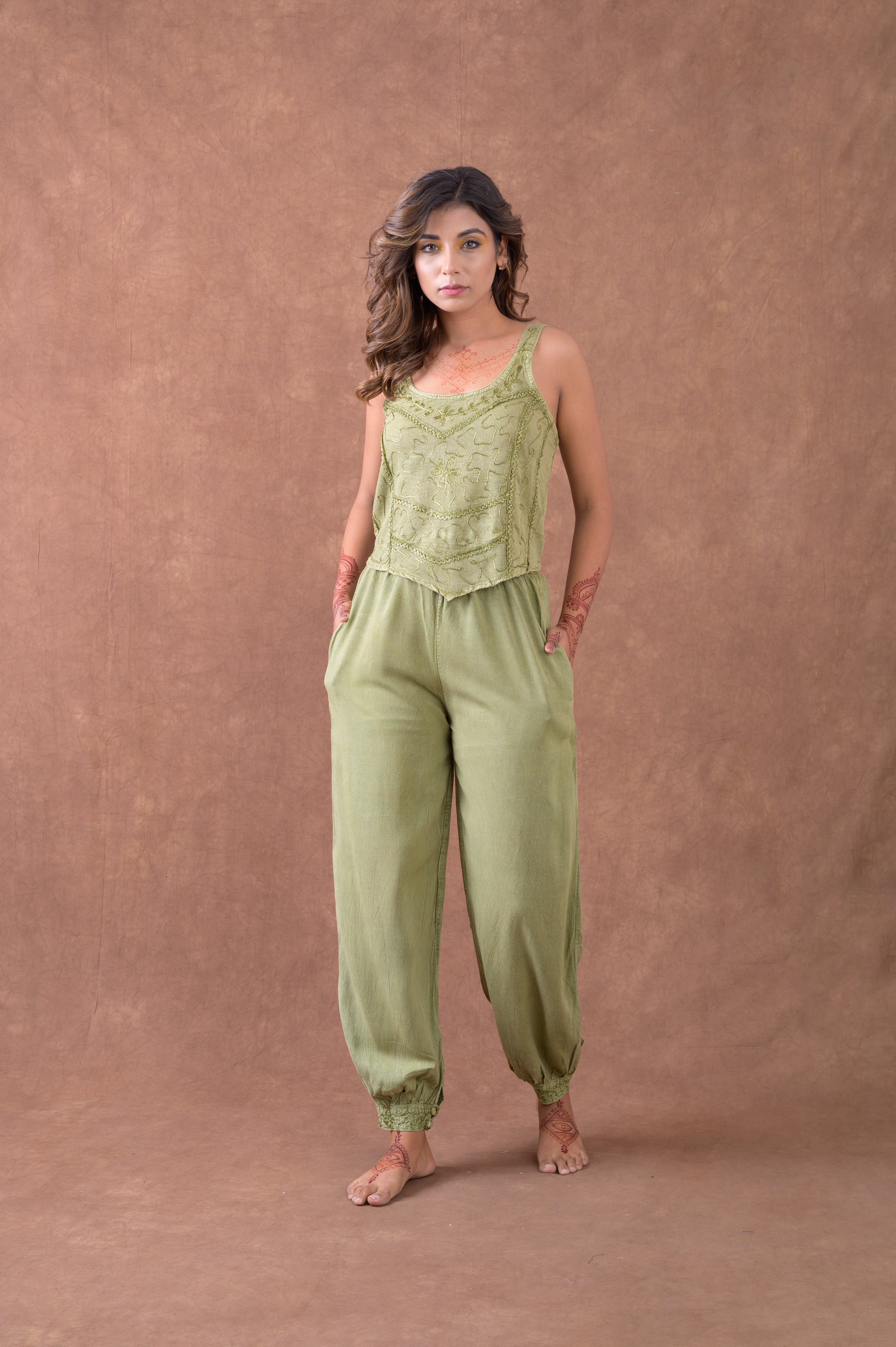 Rhea Tie Front Harem Pants