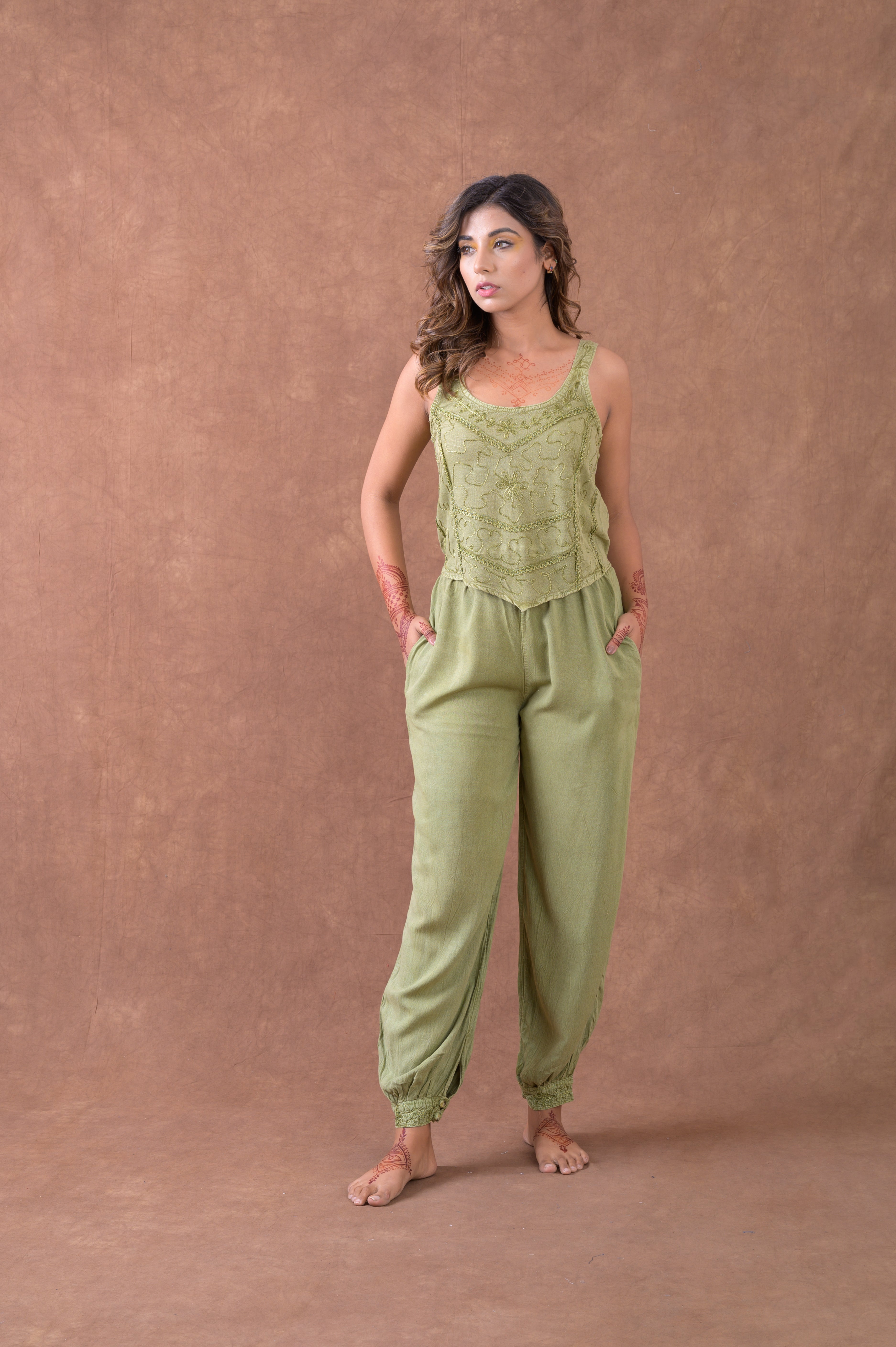 Rhea Tie Front Harem Pants