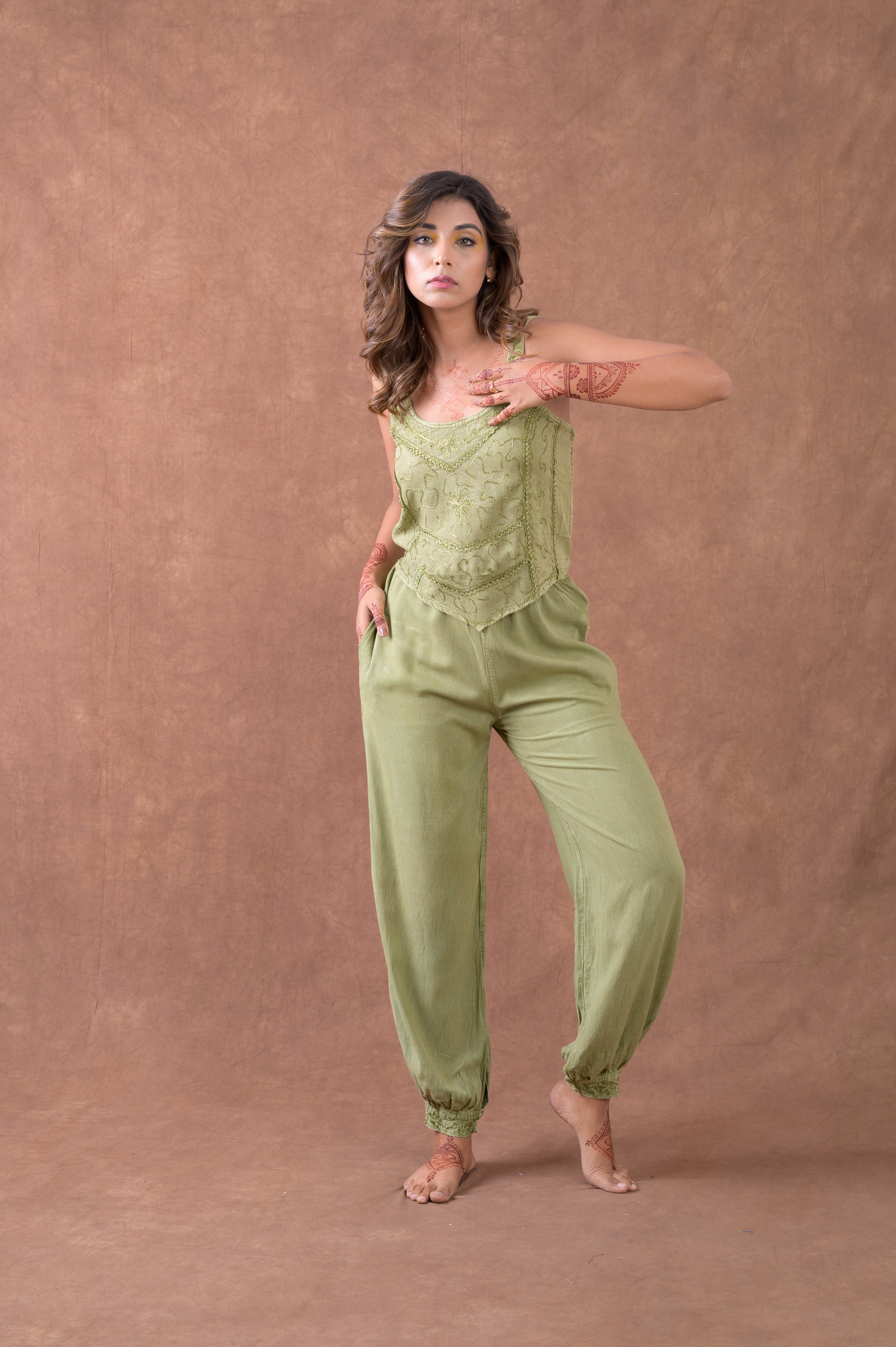 Rhea Tie Front Harem Pants