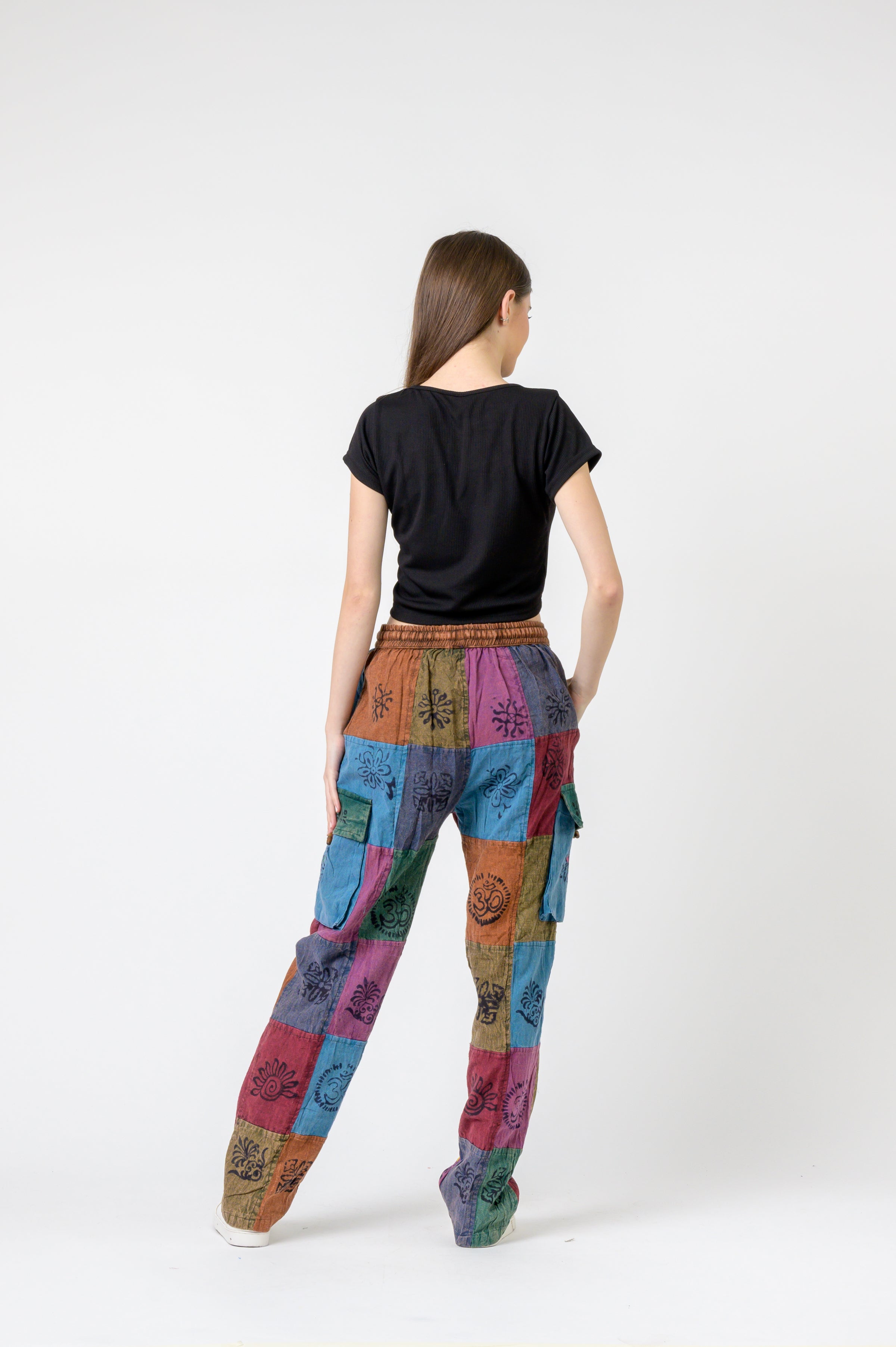 Rhea Mixed Tie-Waist Straight Pants