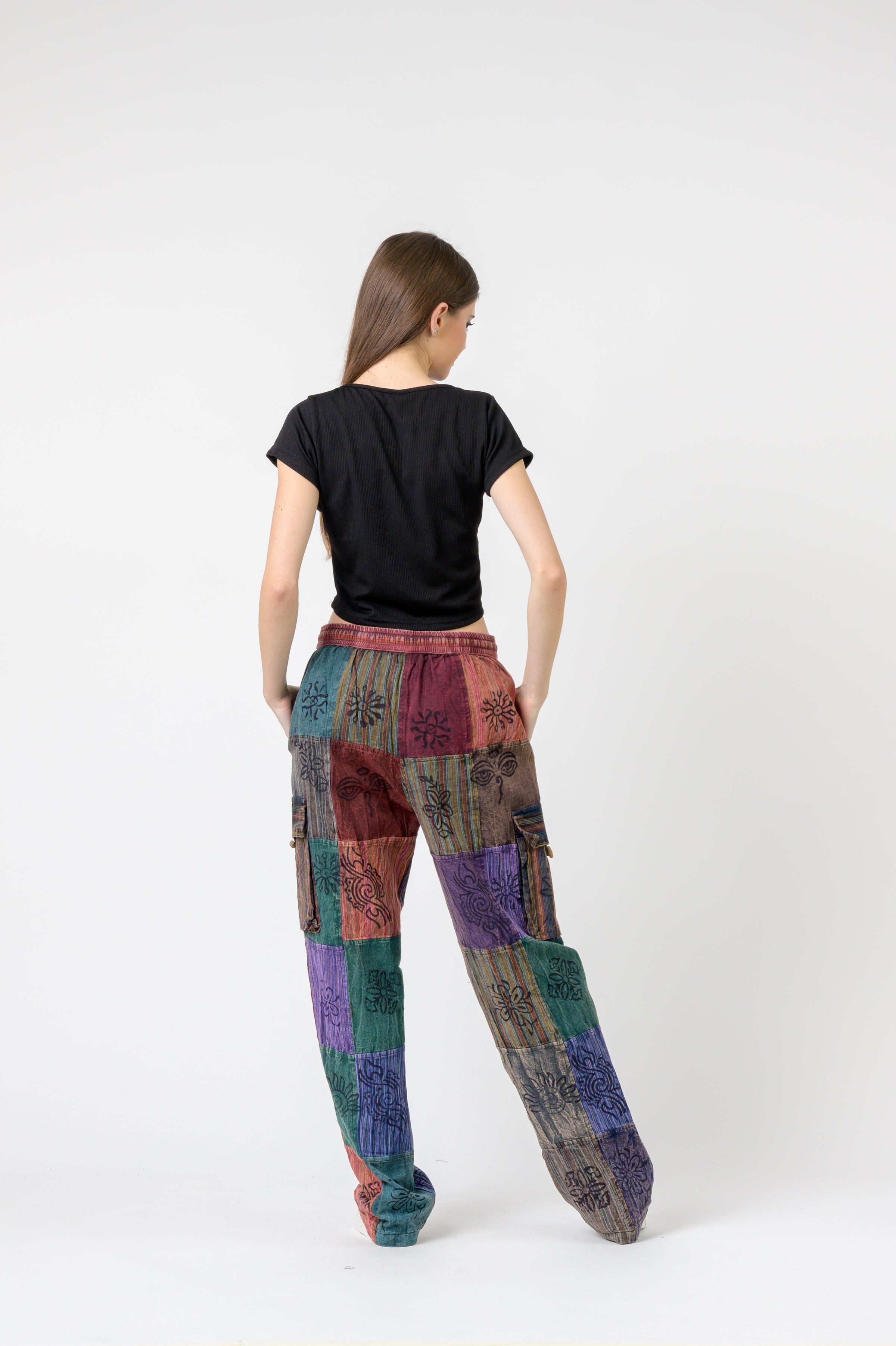Rhea Mixed Tie-Waist Straight Pants