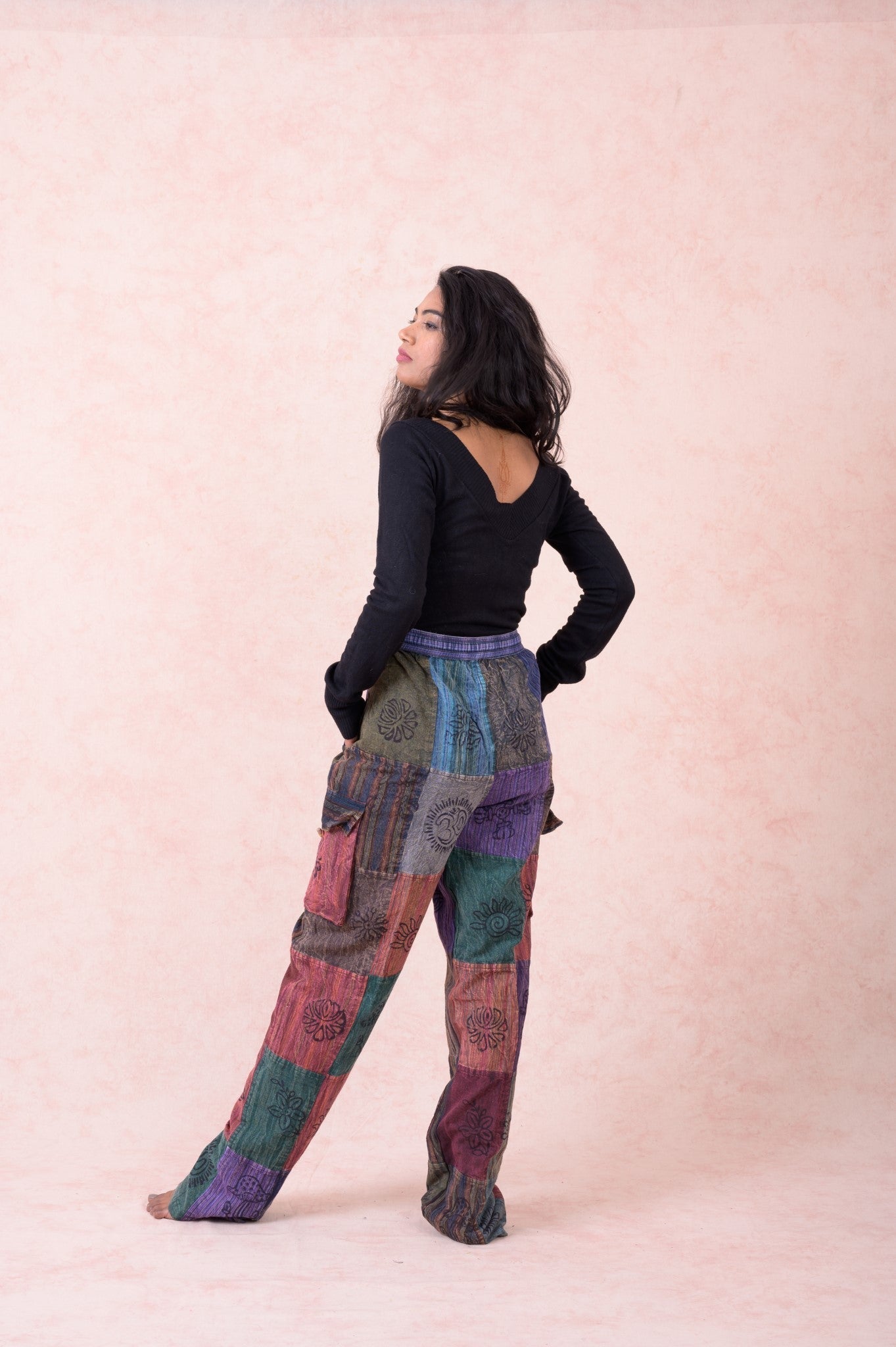 Rhea Color Patch Tie-Waist Pants Multicolor / Small