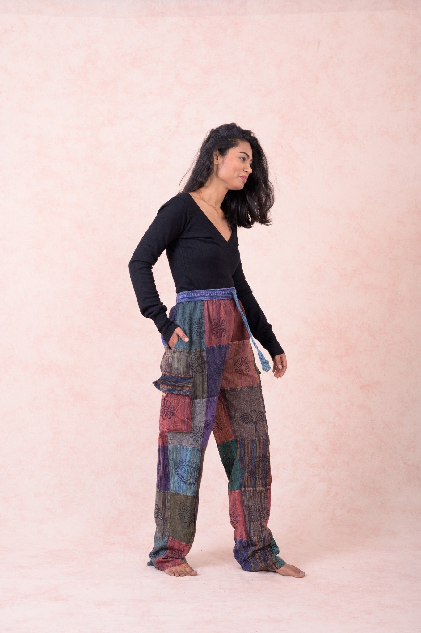 Rhea Color Patch Tie-Waist Pants Multicolor / 2XLarge