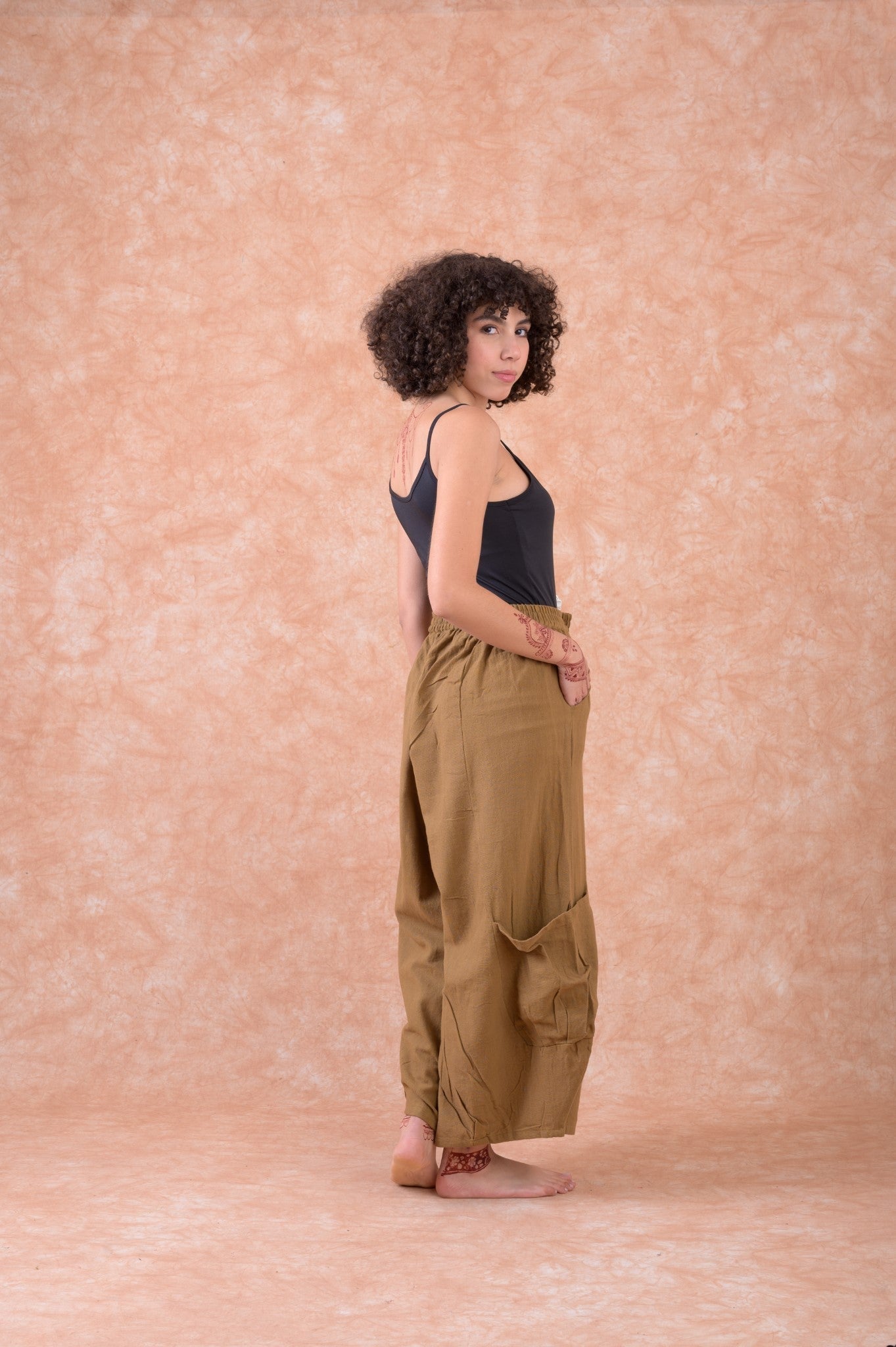 Rhea Boho Style Cargo Pants Firebrick / One Size