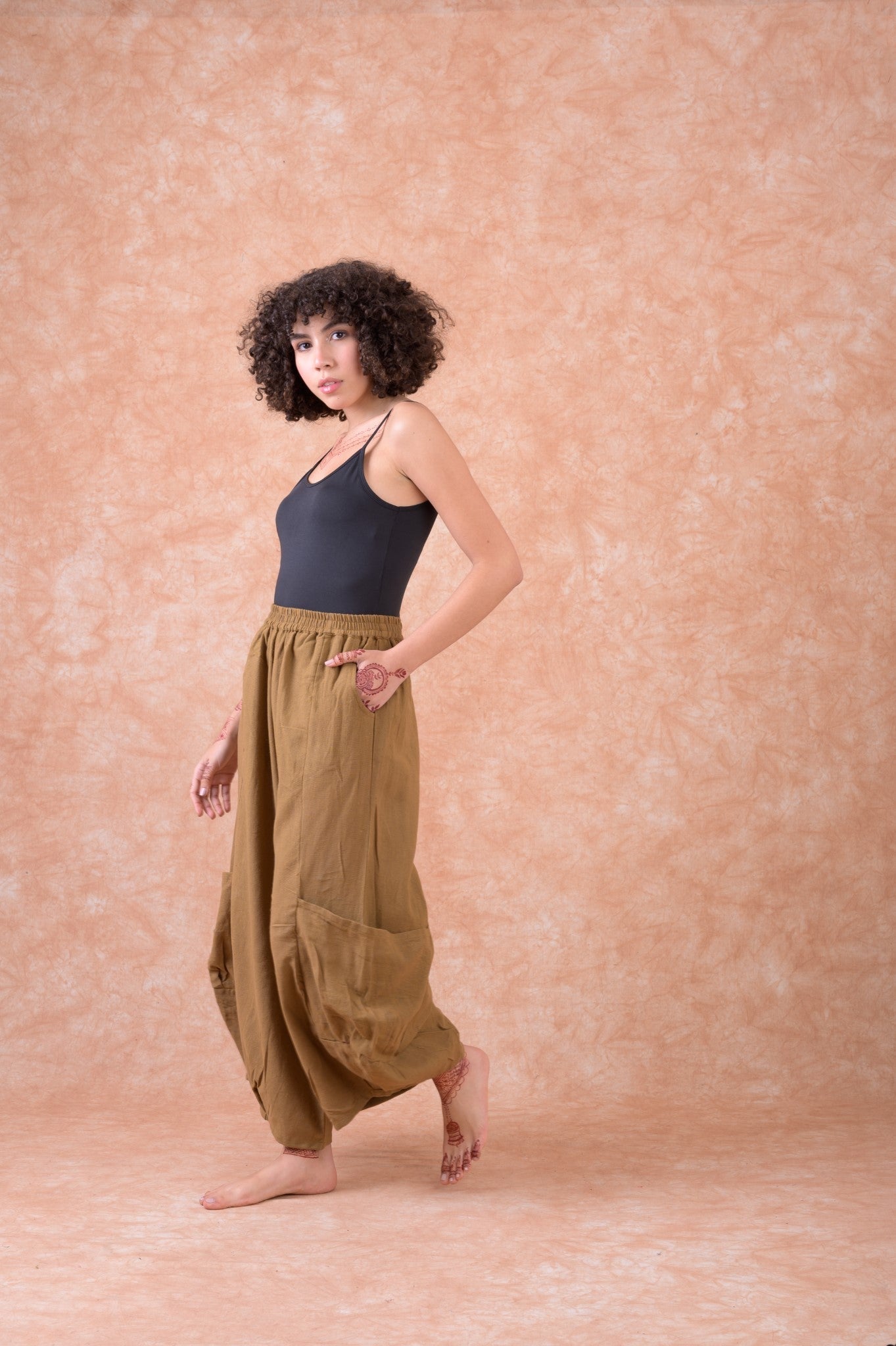 Rhea Boho Style Cargo Pants Firebrick / One Size